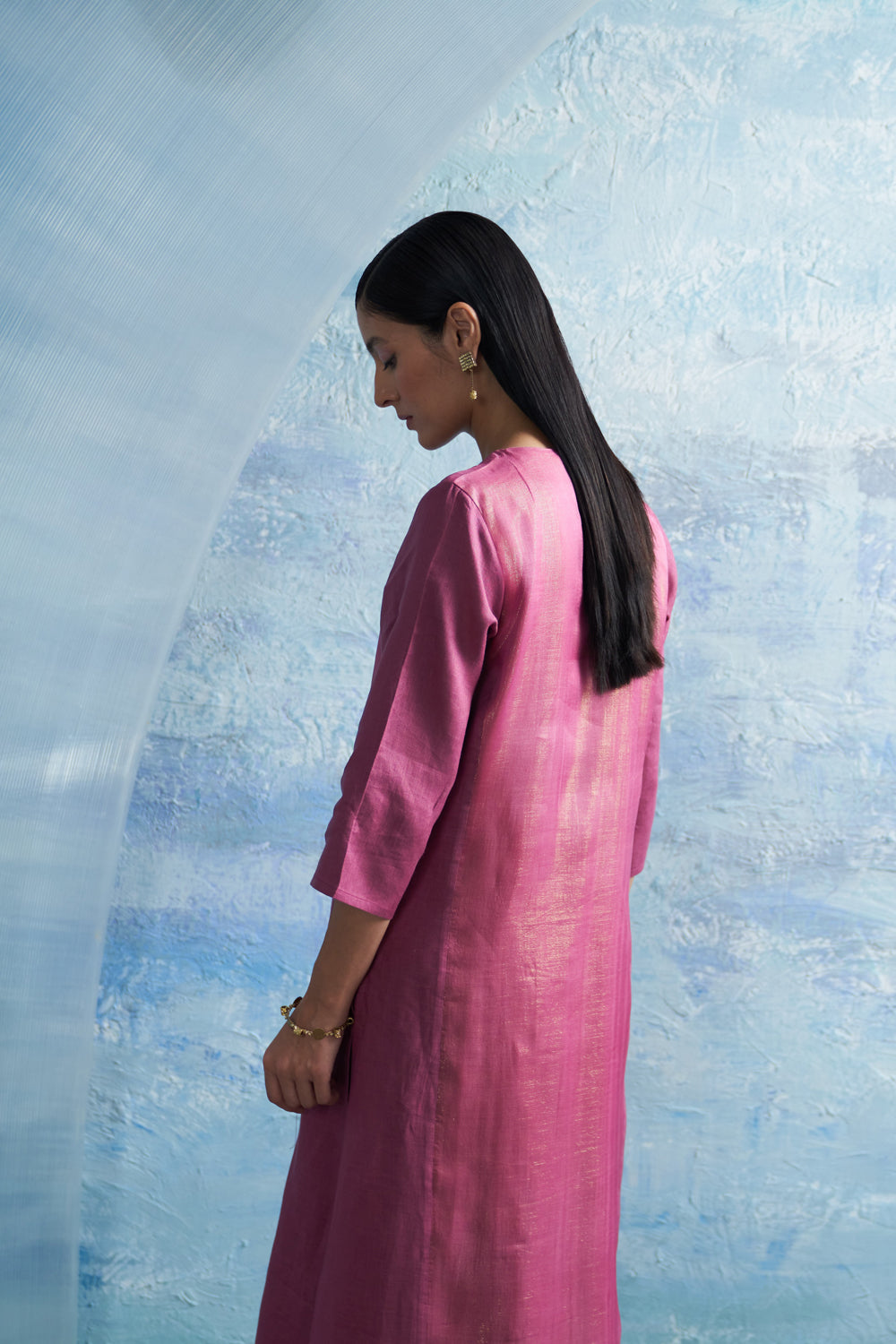 Grape Pink Asymmetric Kurta Set