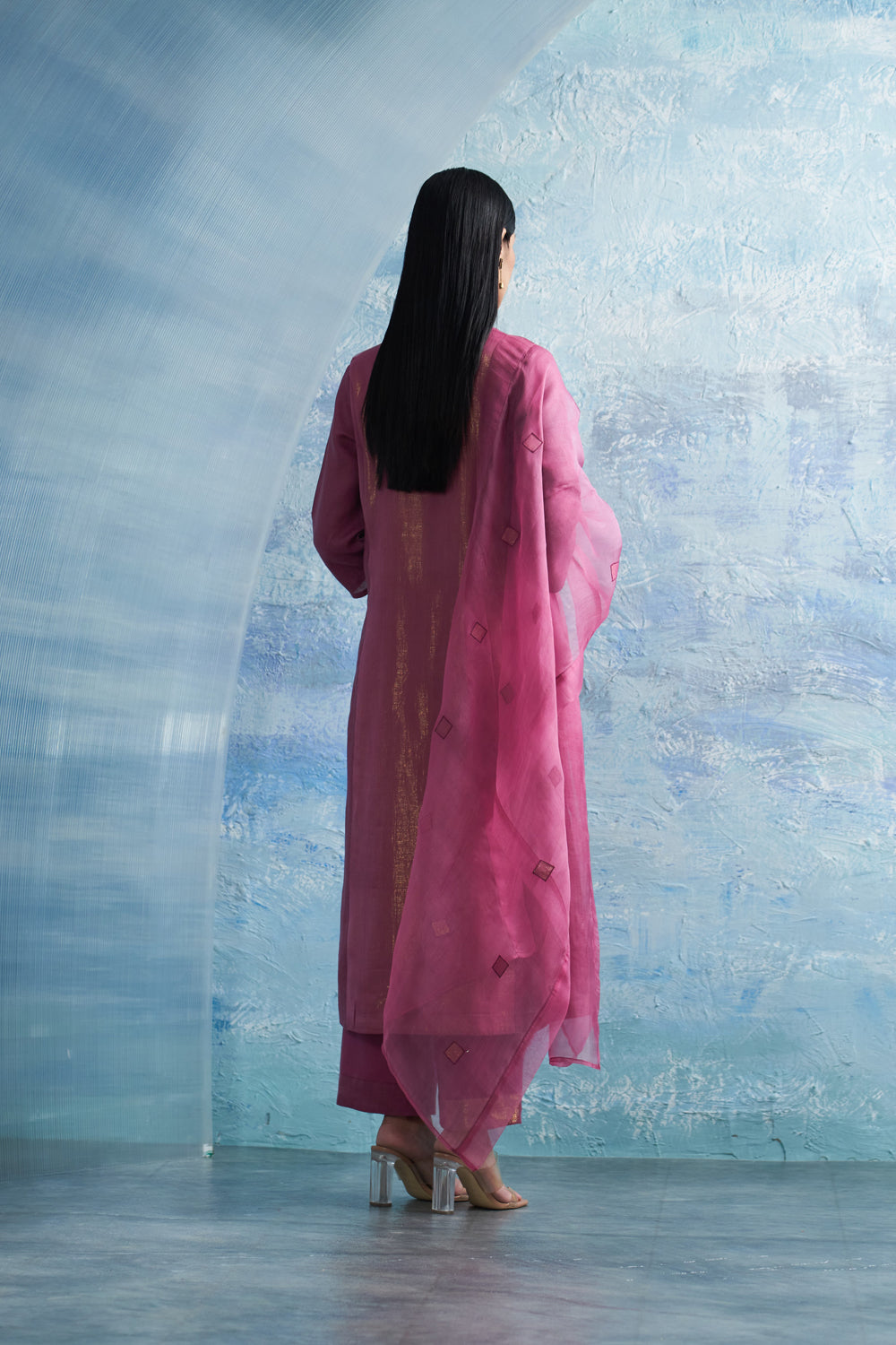 Grape Pink Asymmetric Kurta Set