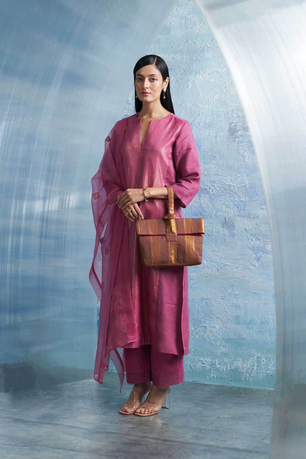 Grape Pink Asymmetric Kurta Set