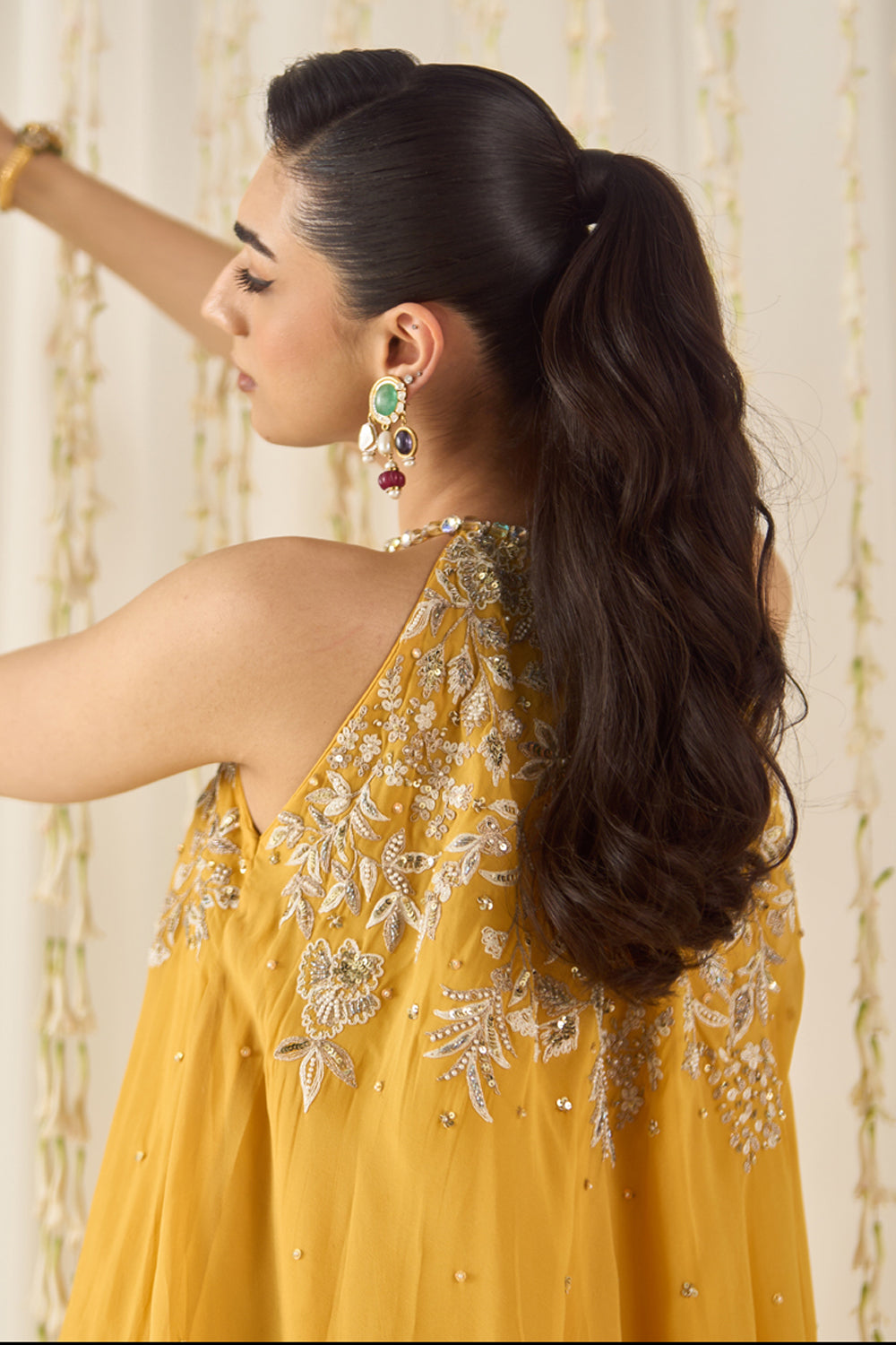 Mustard A-Line Kurta Sharara Set