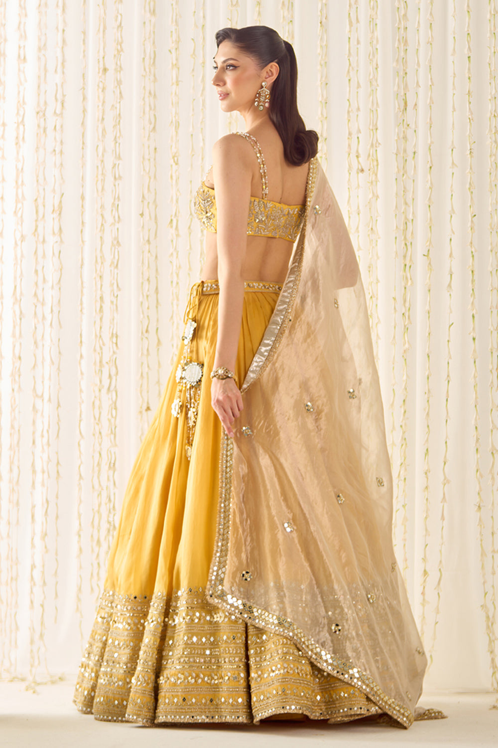 Mustard Bustier and Lehenga Set