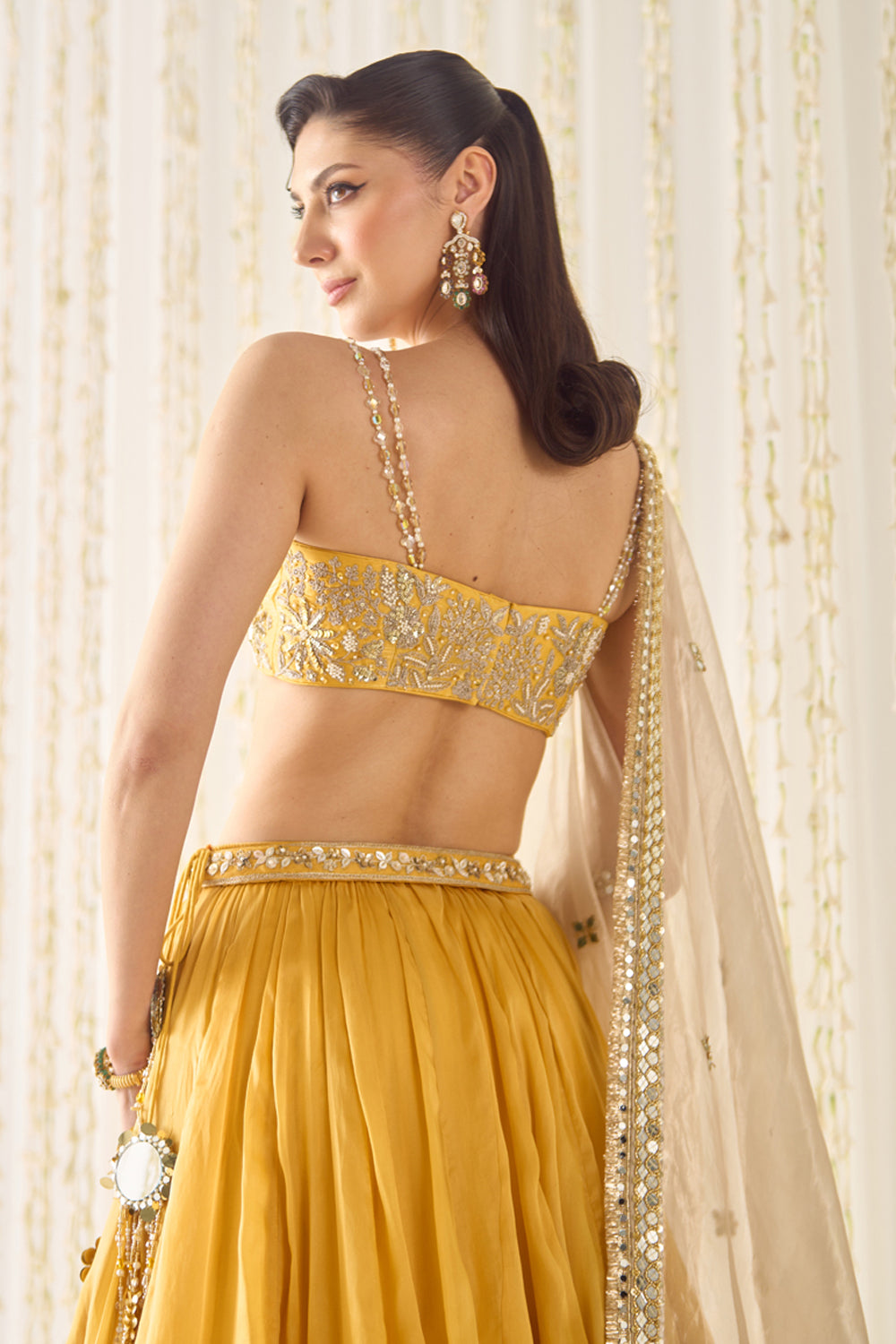 Mustard Bustier and Lehenga Set