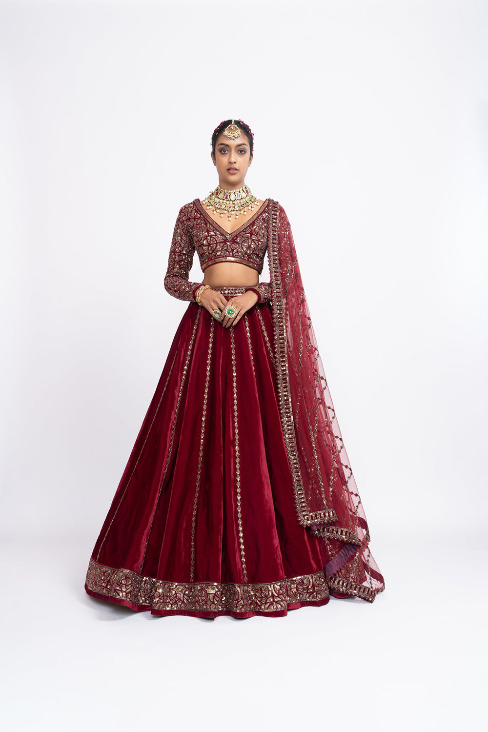 Mehroon lehnga set - Auraya Fashion 