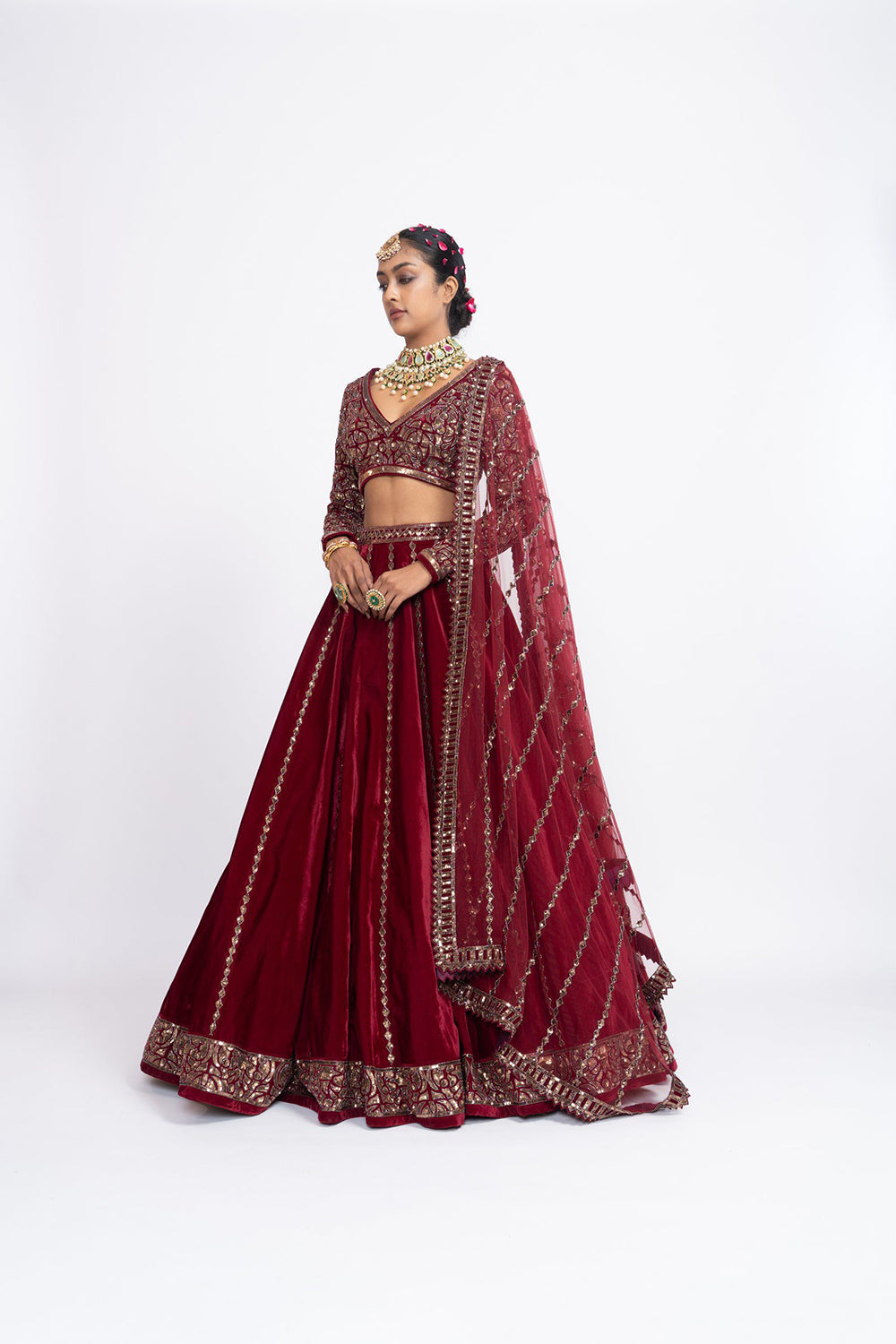 Mehroon lehnga set - Auraya Fashion - Vani Vats - 