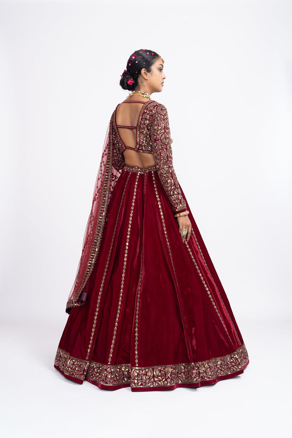 Mehroon lehnga set - Auraya Fashion 