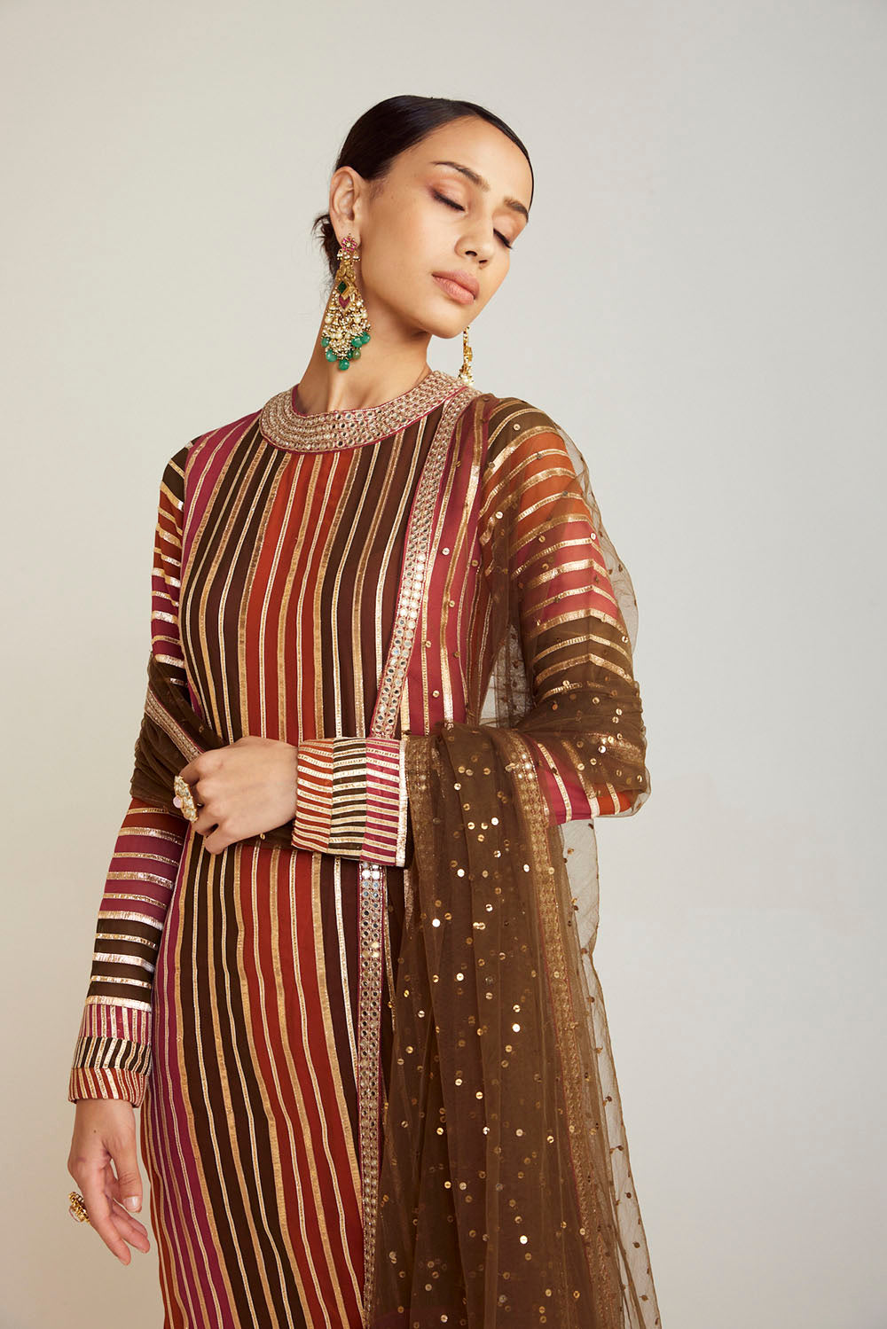 Olive Green Round Neck Straight Kurta Pant Set - Auraya Fashion 