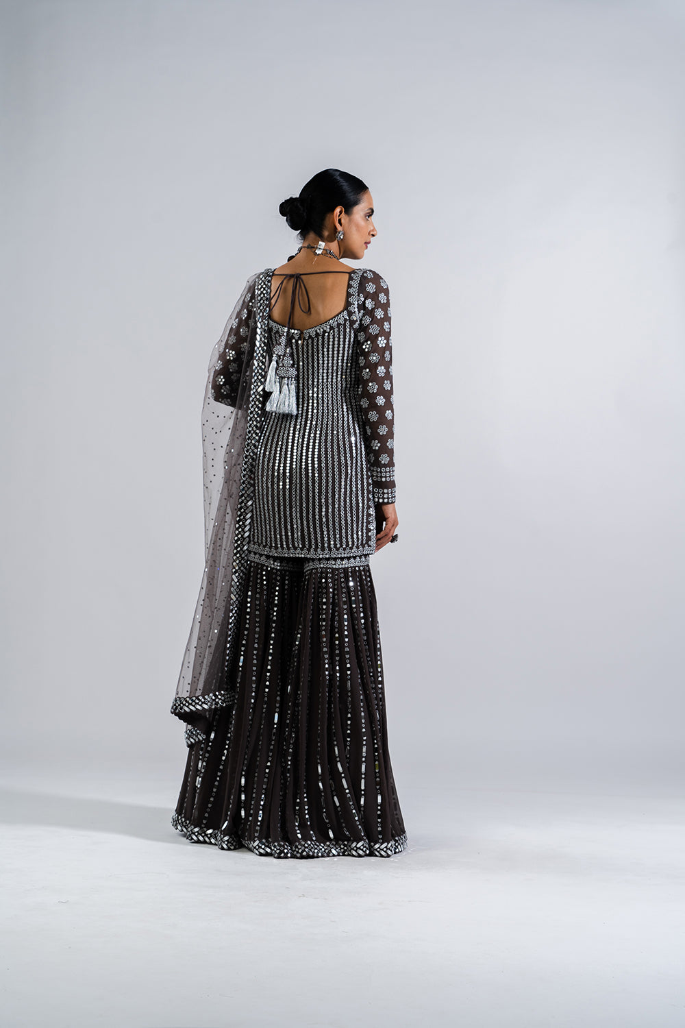 Charcoal Grey Sharara Set