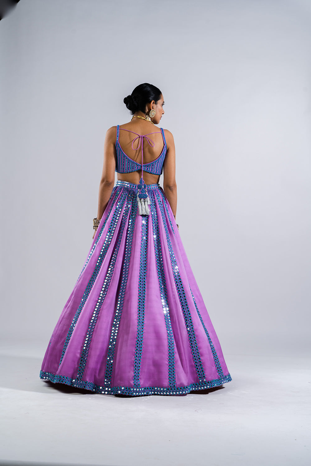 Mauve Mirror Seam Lehenga  Set.