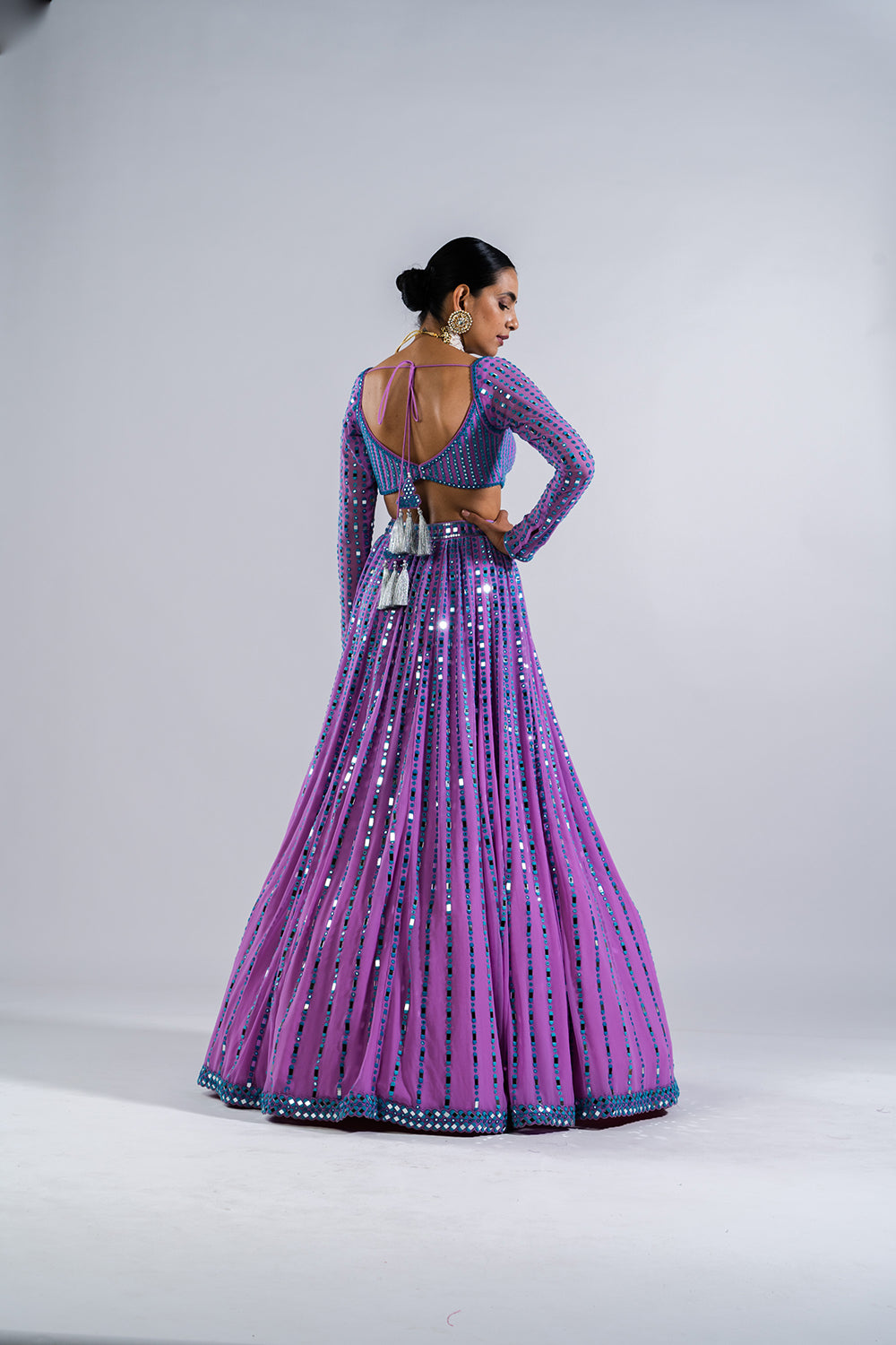 Mauve Linear Drop Lehenga Set