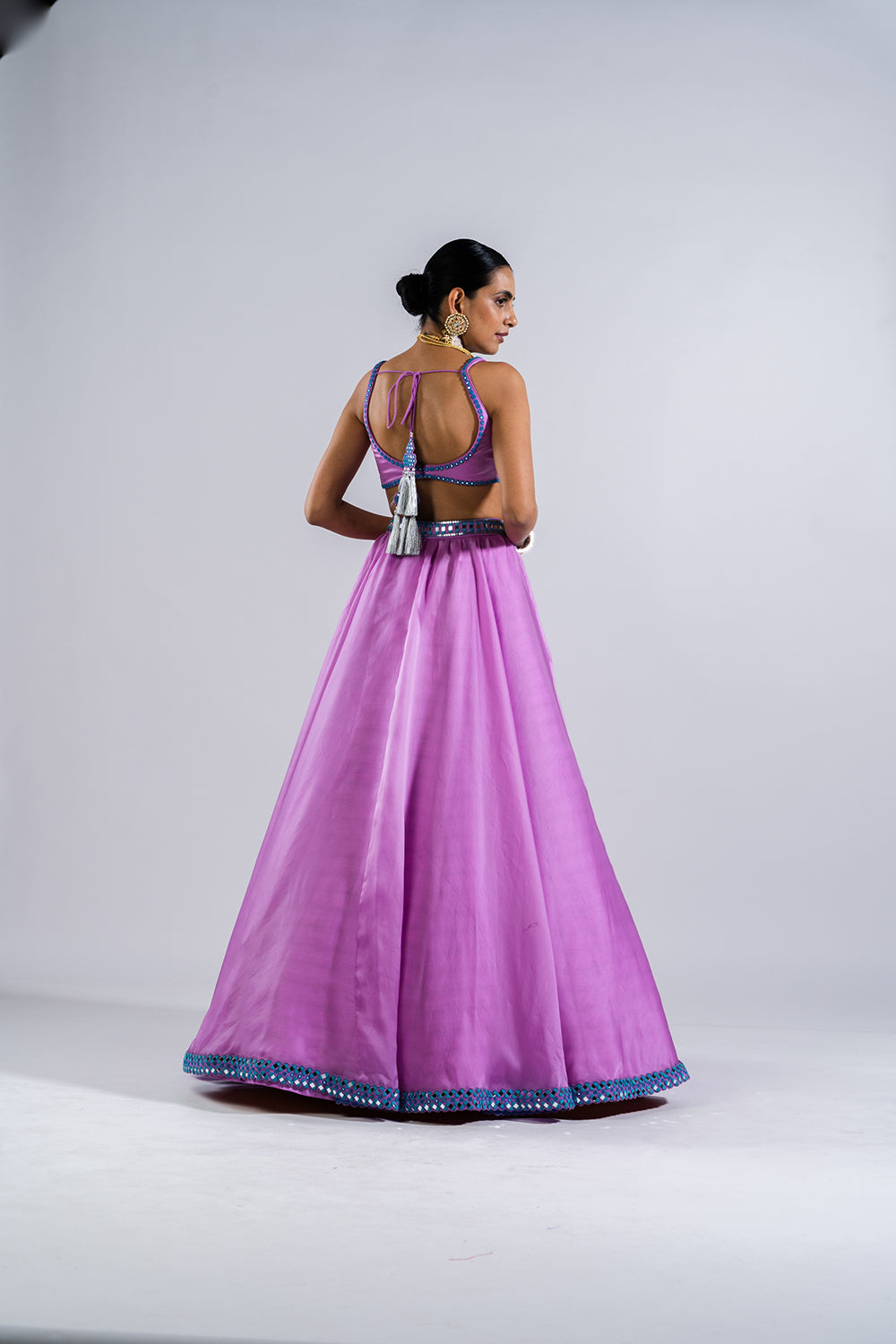 Mauve Satin Organza Lehenga Set