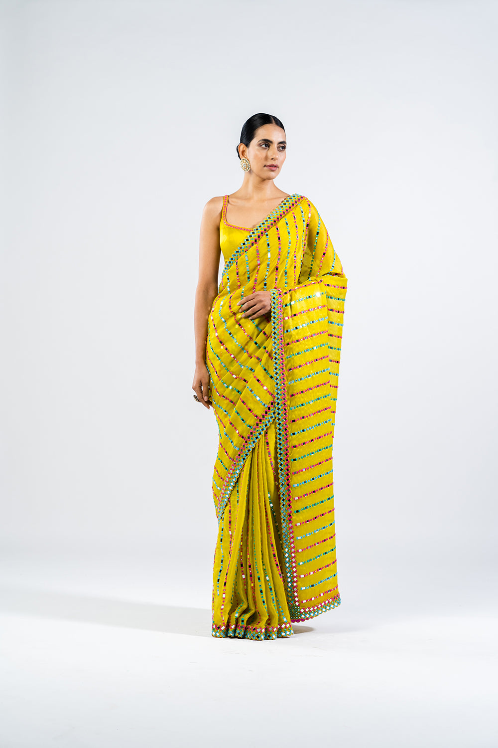 Moss Green Mirror Saree