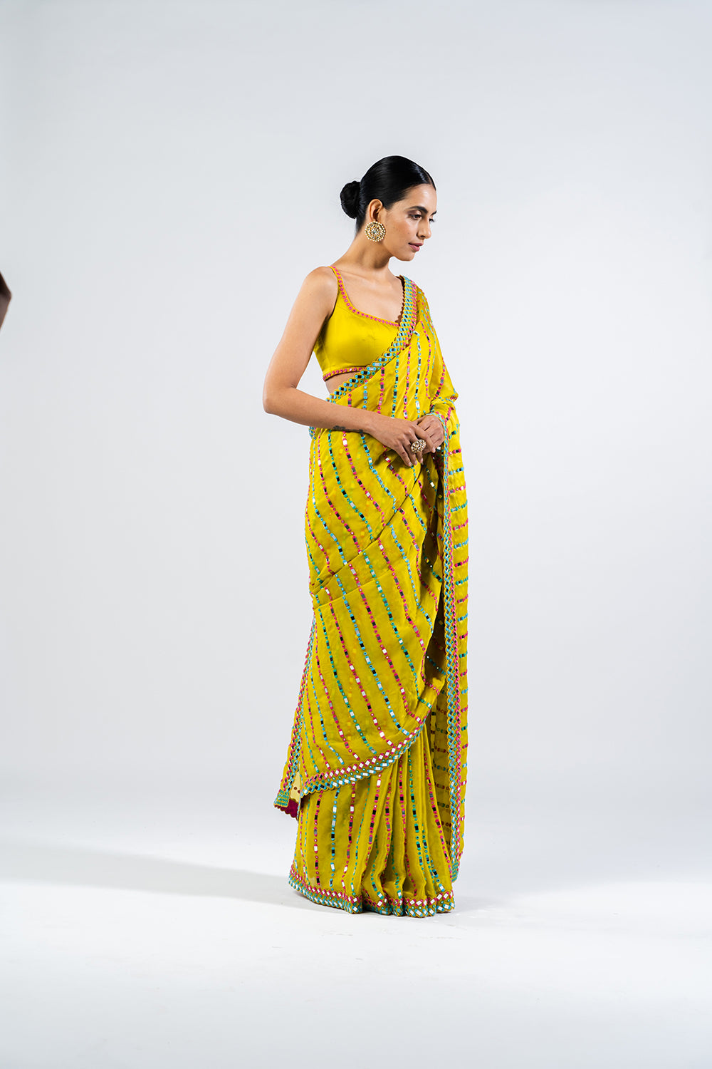 Moss Green Mirror Saree