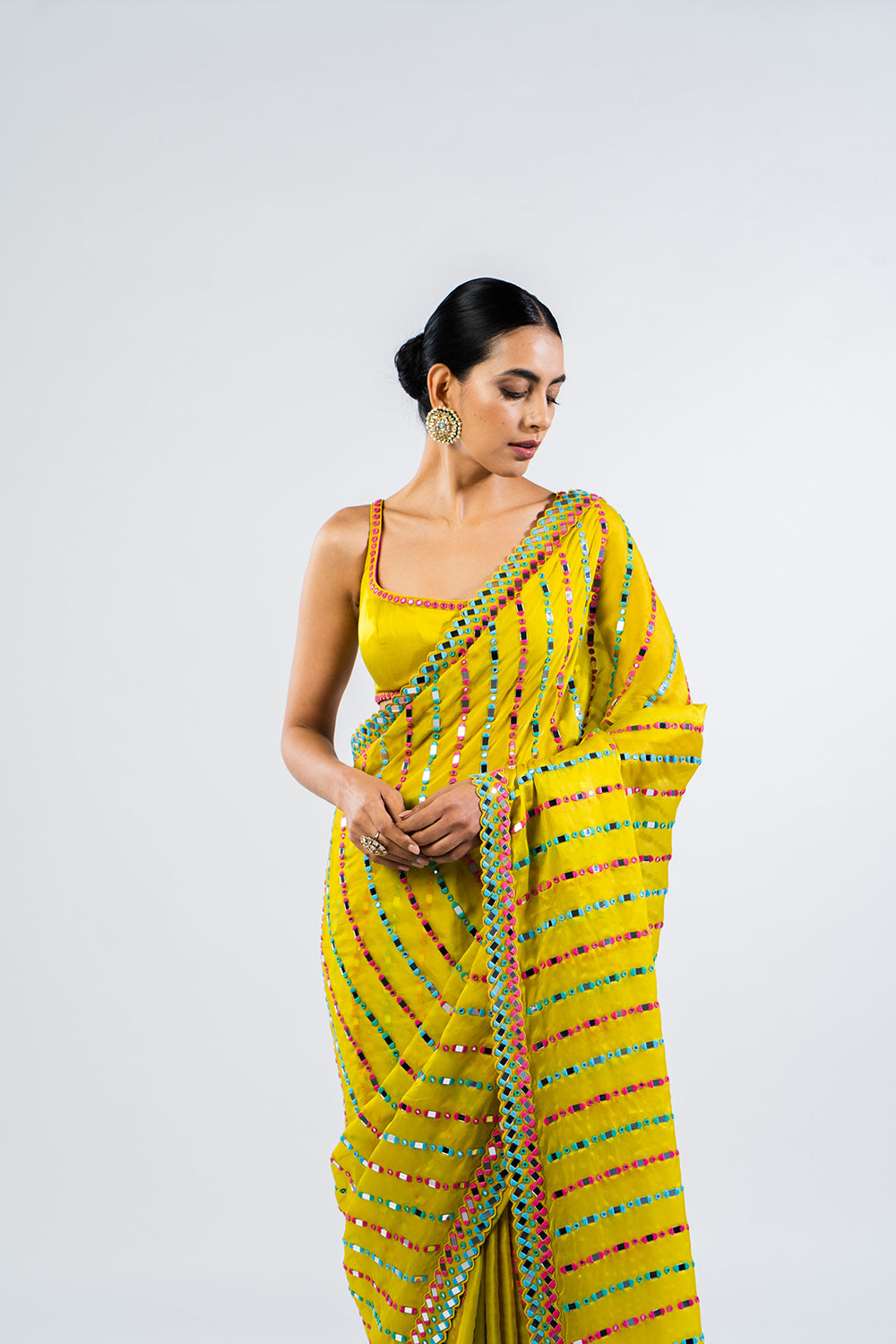 Moss Green Mirror Saree