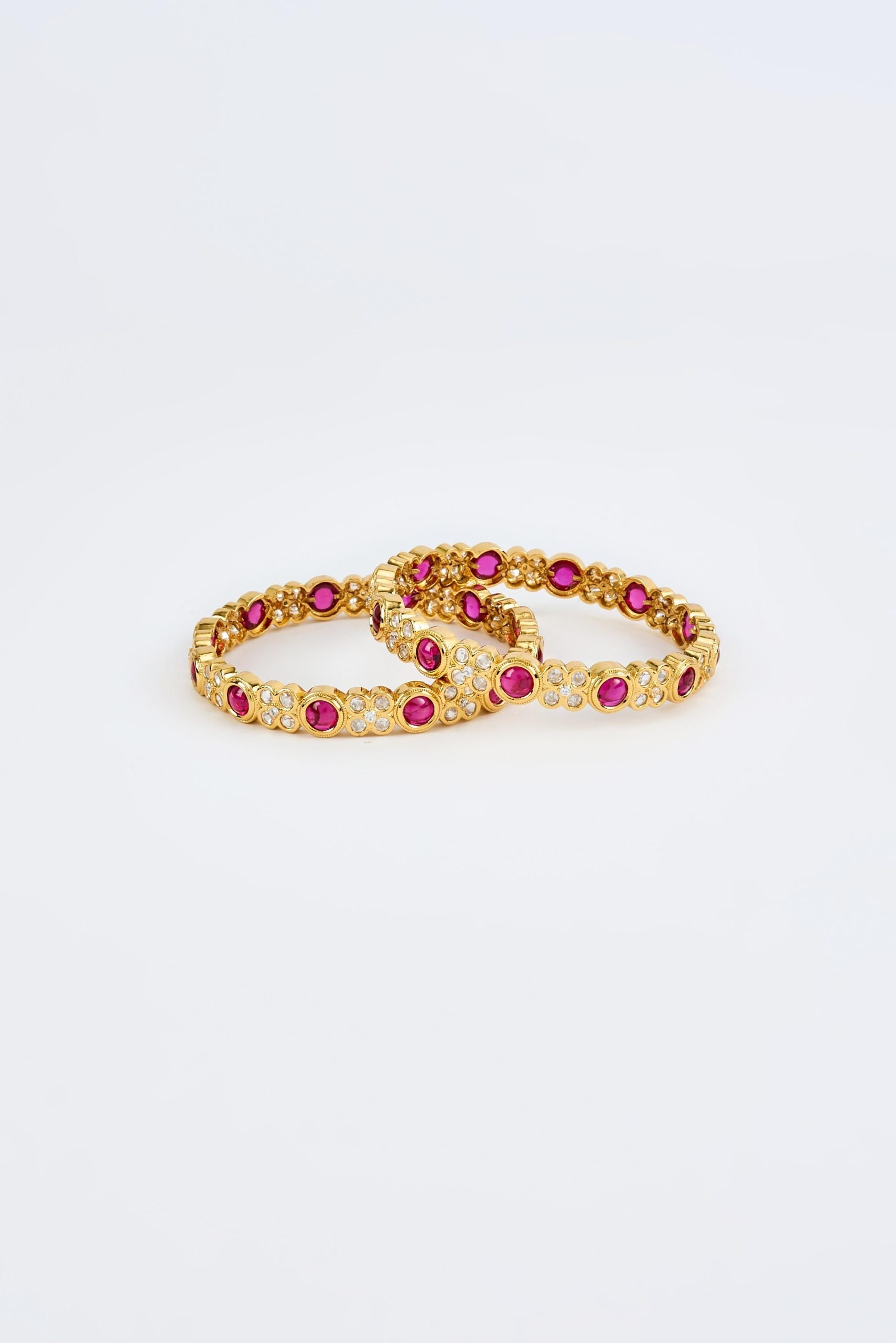 vivinia BY VIDHI MEHRA Saadgi Gold Plated Pink Womens Kundan, Polki Pair of Bangles (2.4,2.6)