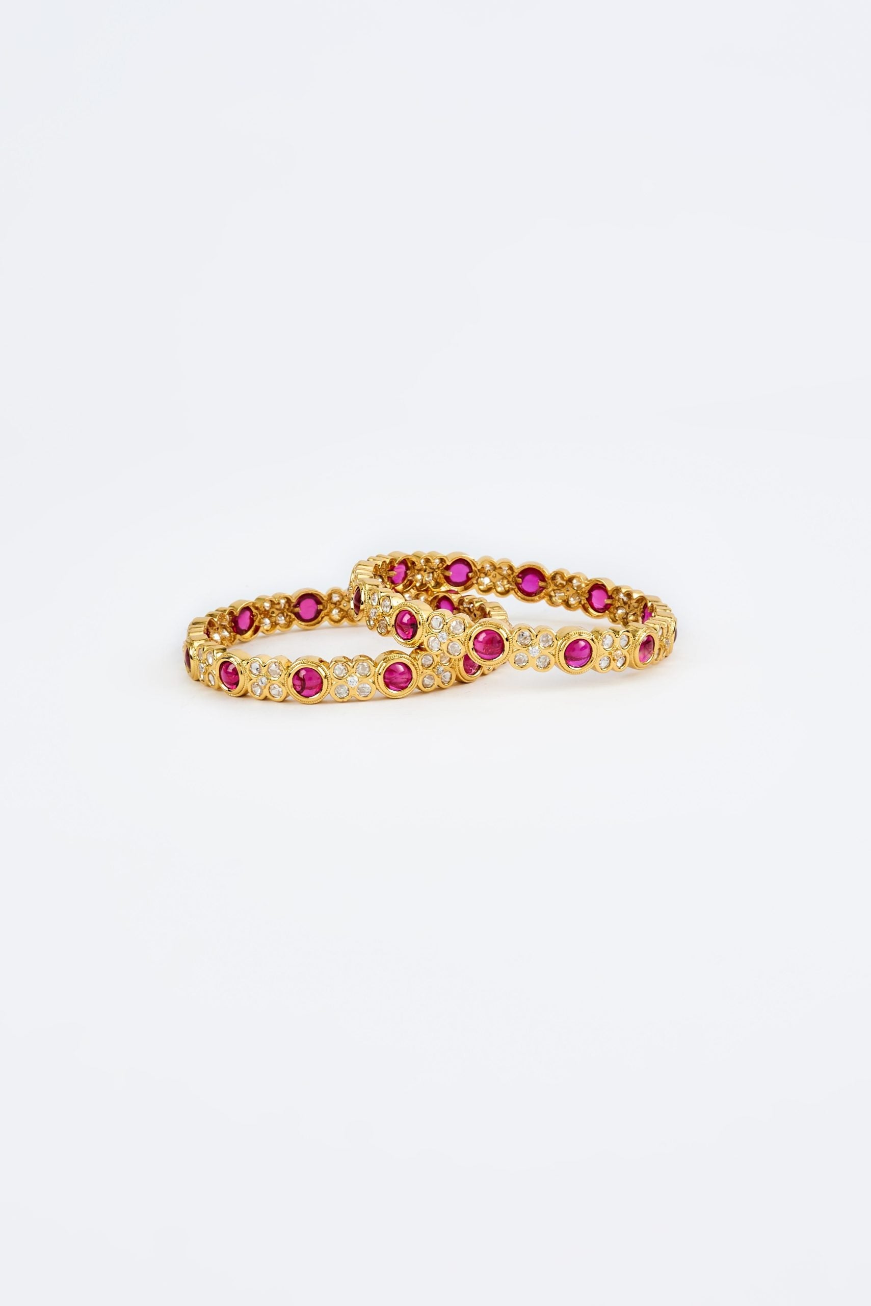 vivinia BY VIDHI MEHRA Saadgi Gold Plated Pink Womens Kundan, Polki Pair of Bangles (2.4,2.6)