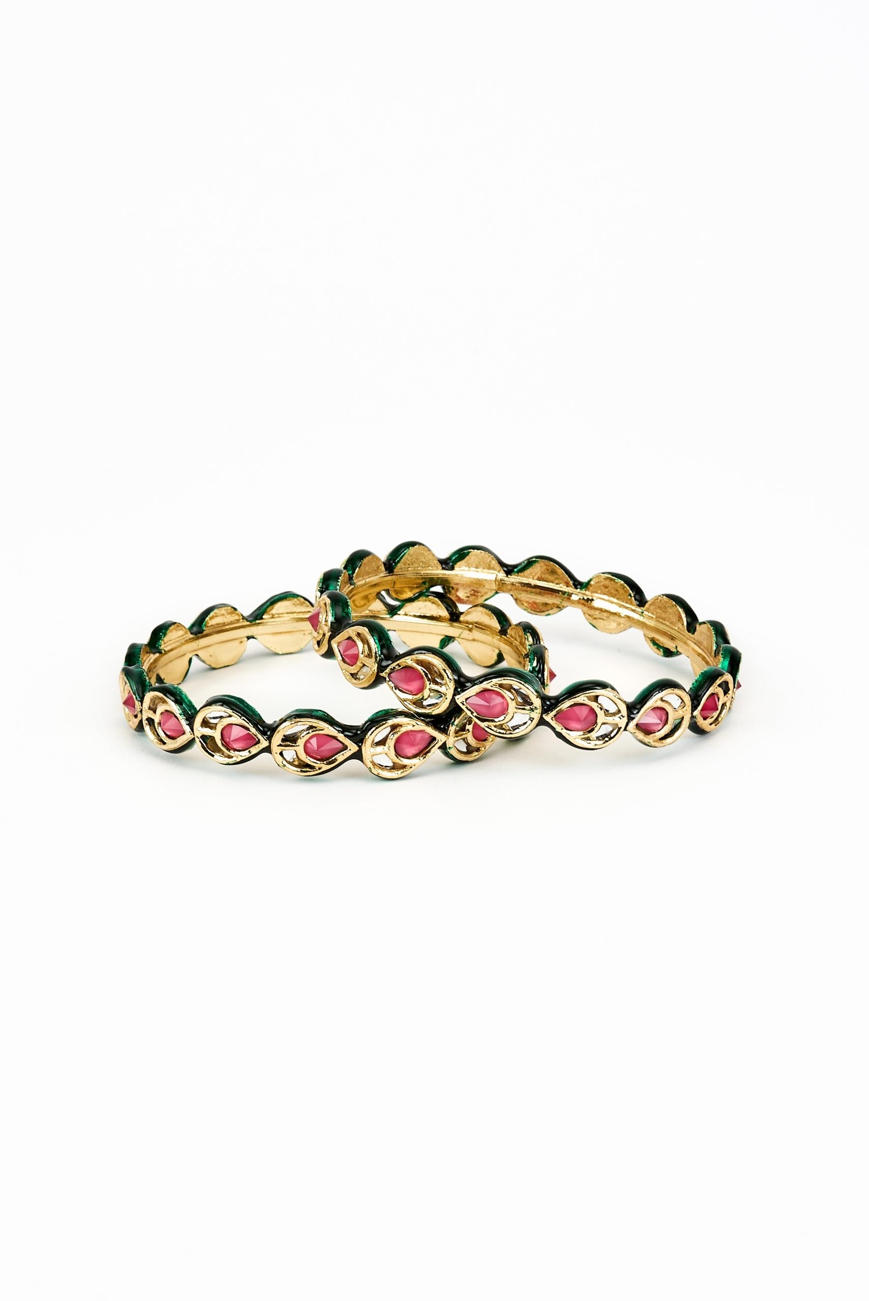 vivinia BY VIDHI MEHRA Saadgi Gold Plated Red Kundan, Polki Womens Pair of bangles (2.4,2.6)