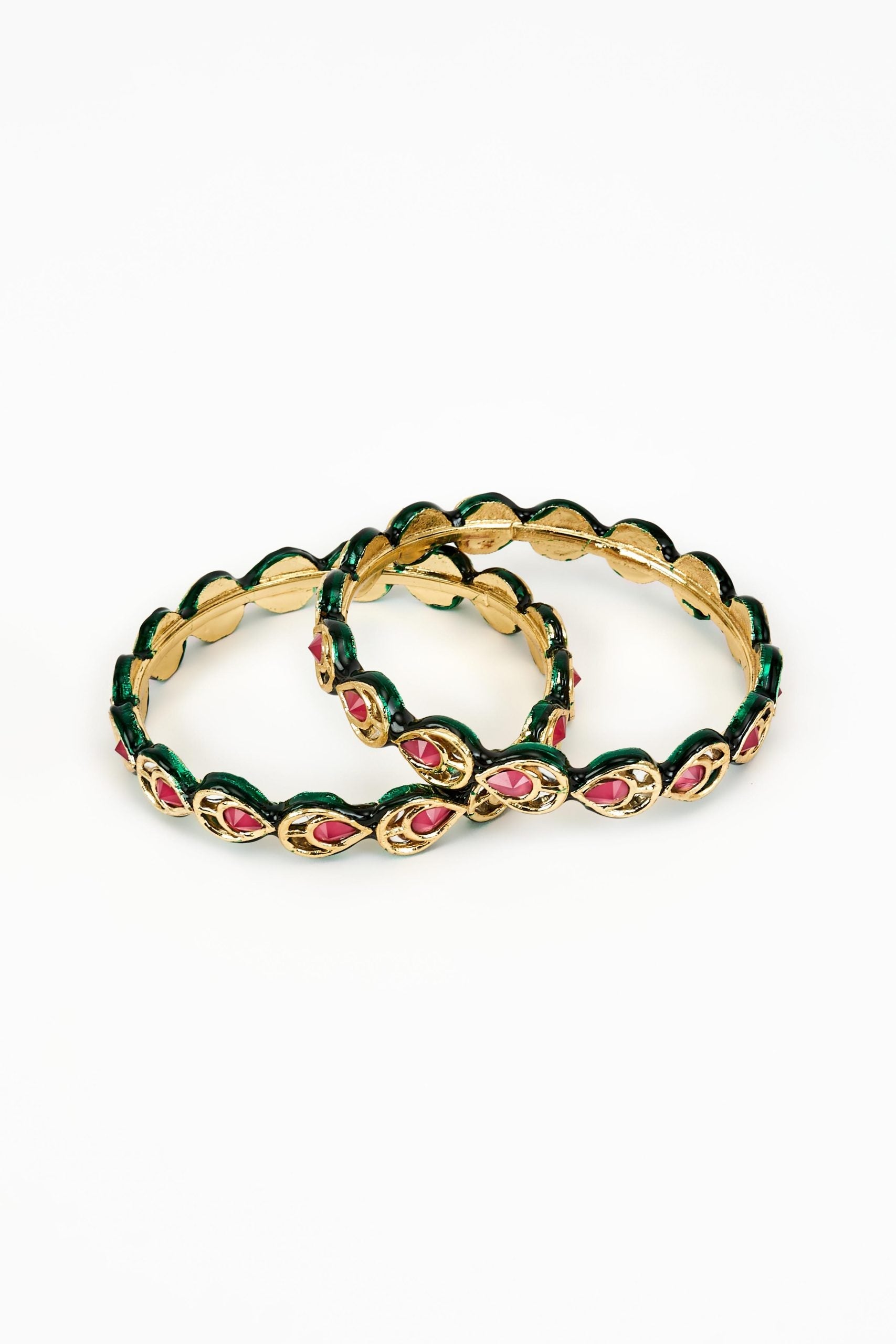 vivinia BY VIDHI MEHRA Saadgi Gold Plated Red Kundan, Polki Womens Pair of bangles (2.4,2.6)