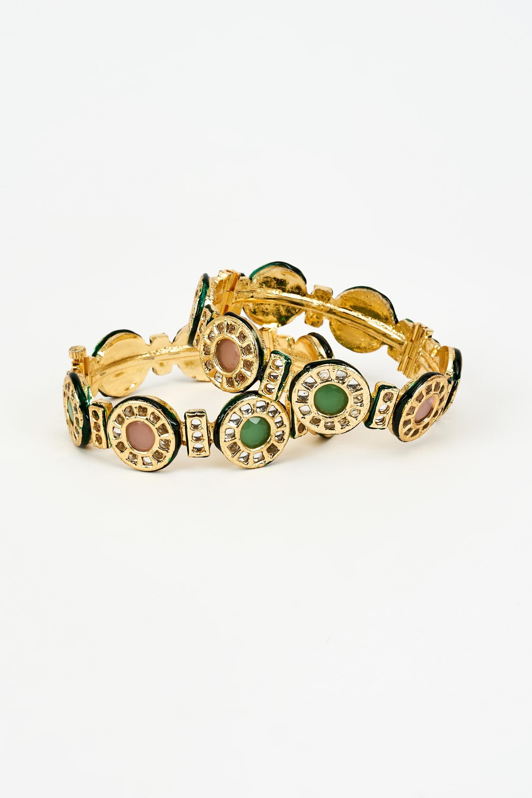 vivinia BY VIDHI MEHRA Saadgi Gold Plated Multi Kundan, Polki Womens Pair of bangles (2.4,2.6)