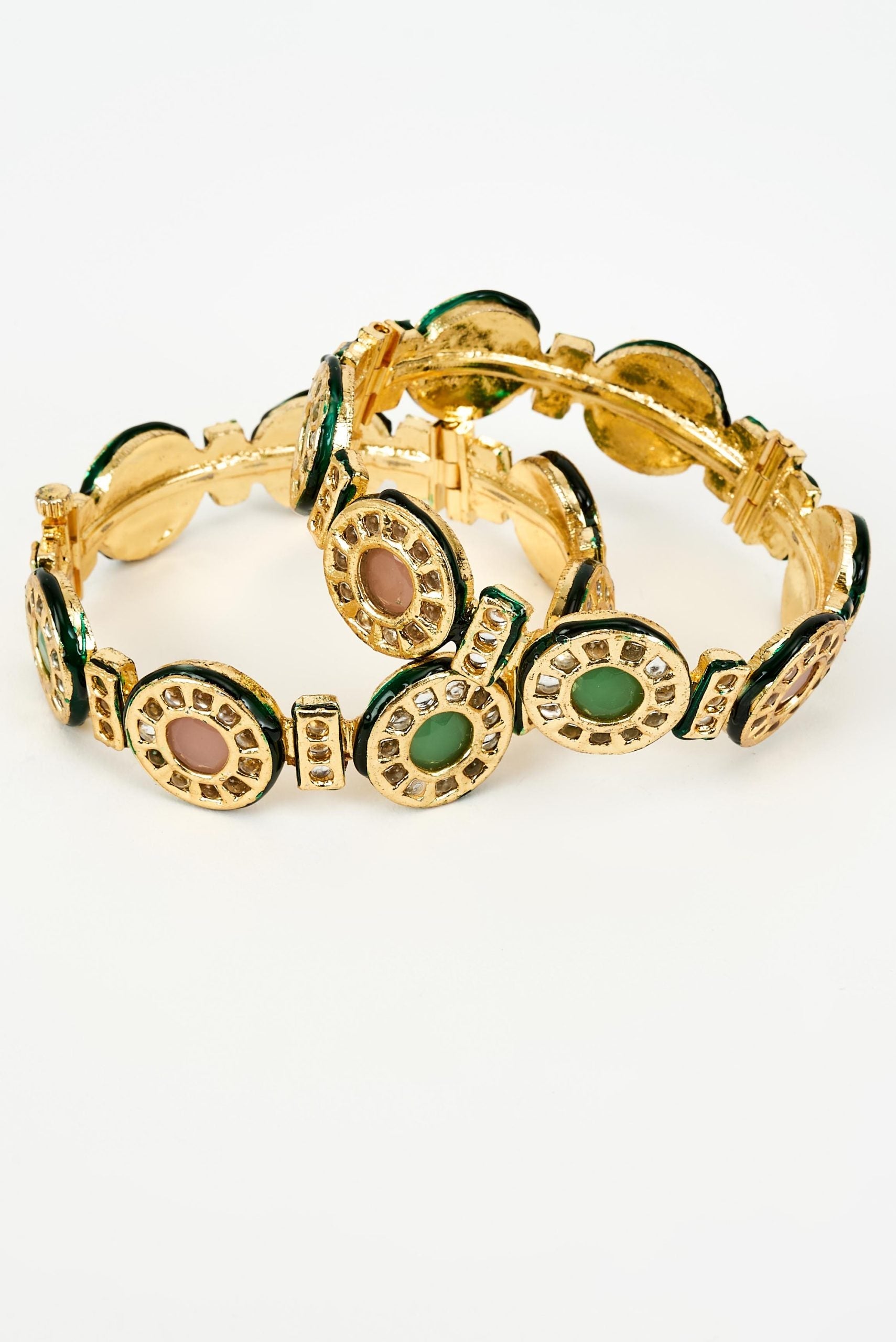 vivinia BY VIDHI MEHRA Saadgi Gold Plated Multi Kundan, Polki Womens Pair of bangles (2.4,2.6)