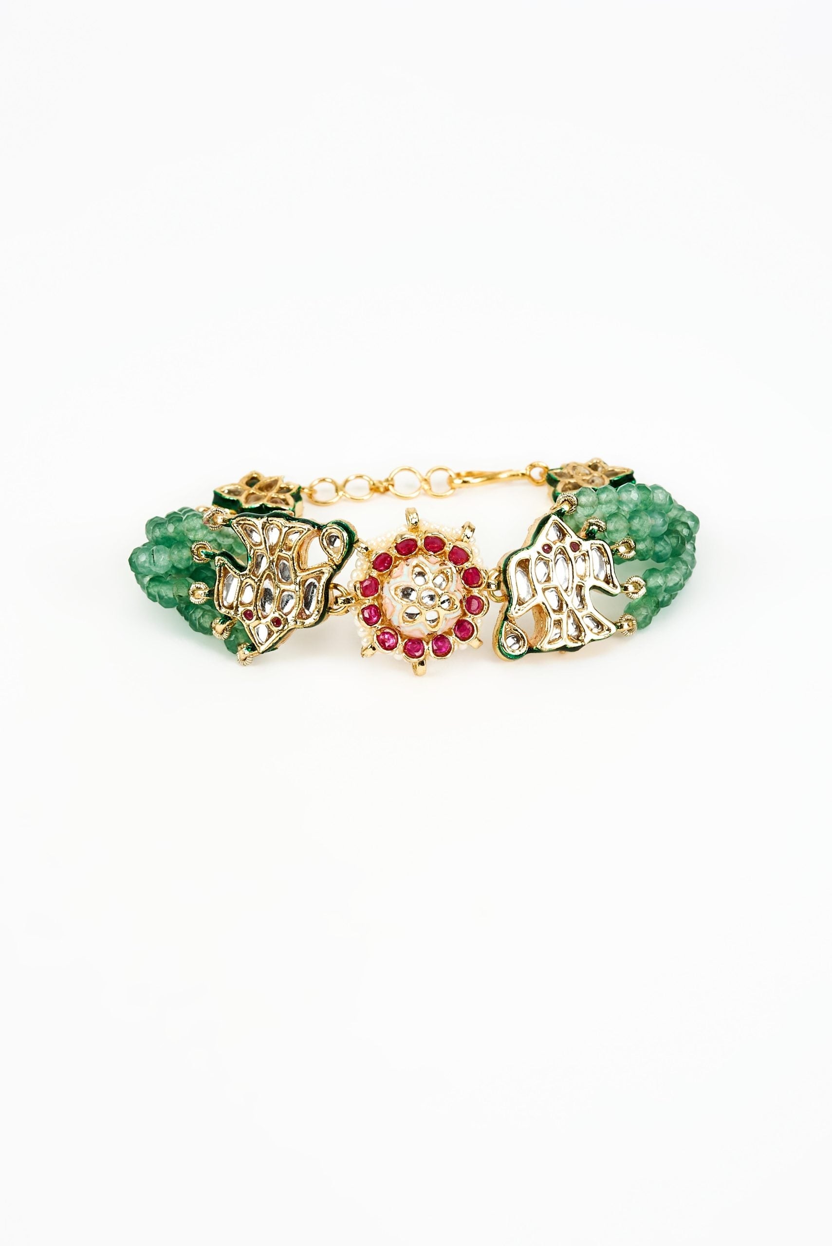 vivinia BY VIDHI MEHRA Saadgi Gold Plated Green Beaded Womens Bracelet (Freesize)