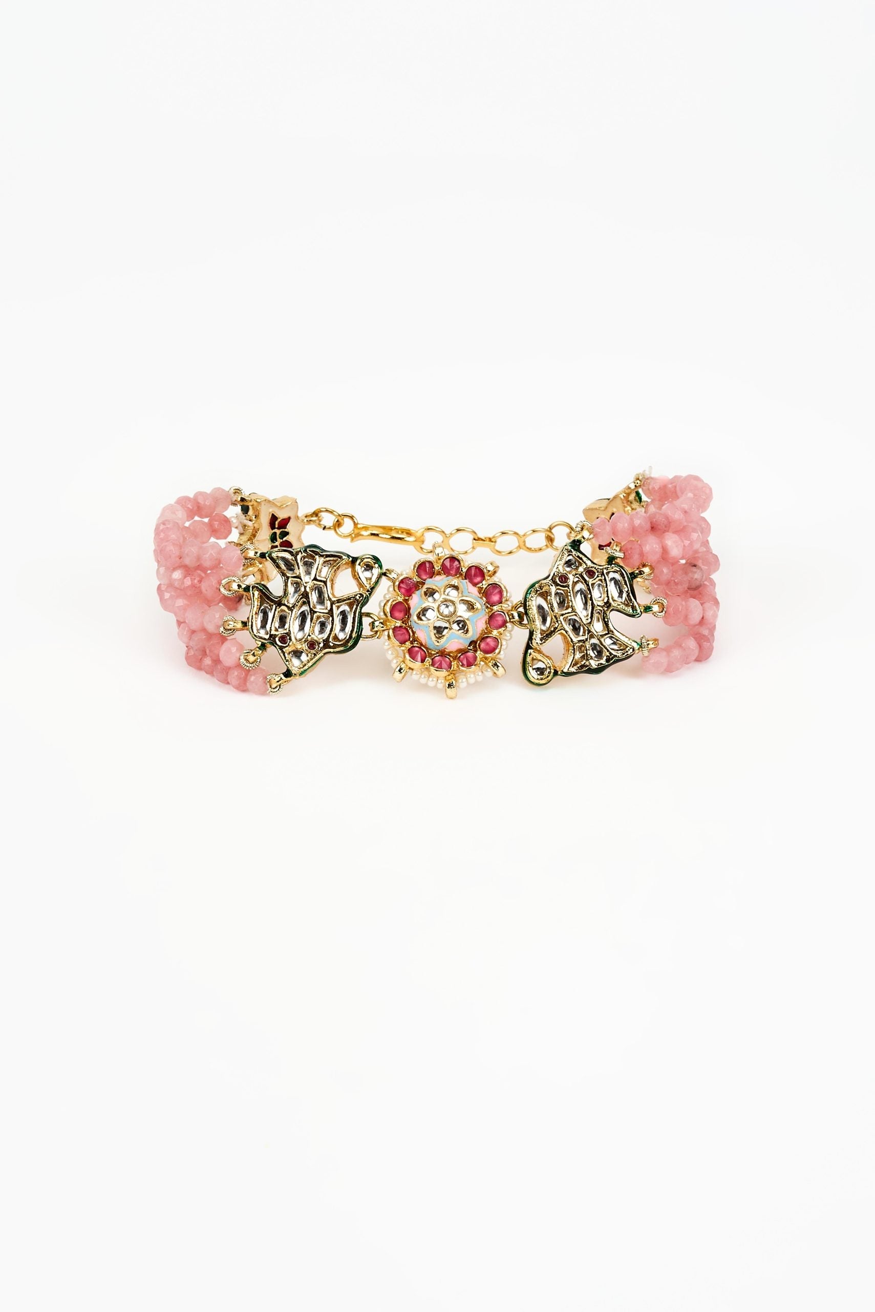 vivinia BY VIDHI MEHRA Saadgi Gold Plated Pink Beaded Womens Bracelet (Freesize)