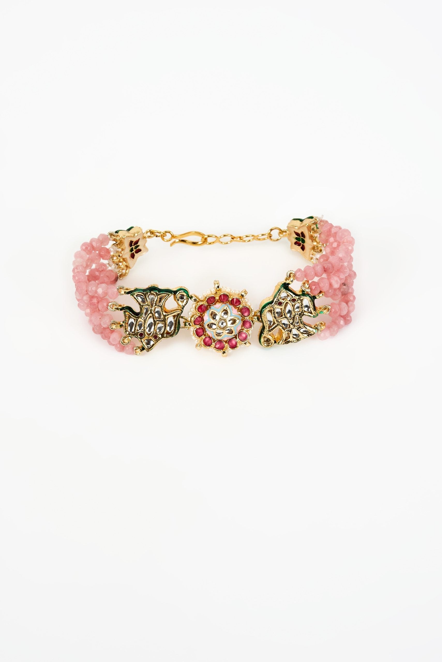 vivinia BY VIDHI MEHRA Saadgi Gold Plated Pink Beaded Womens Bracelet (Freesize)