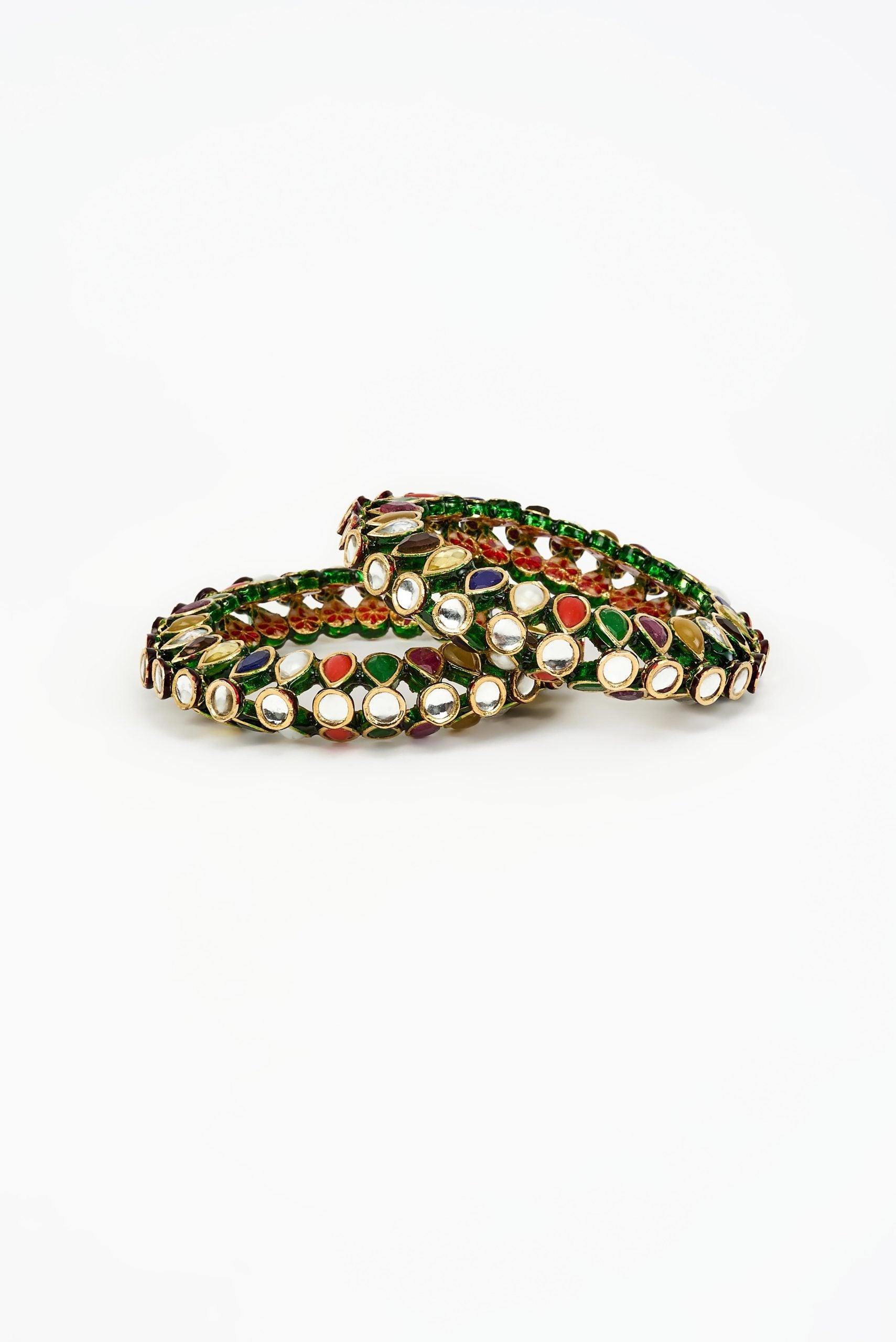 vivinia BY VIDHI MEHRA Saadgi Gold Plated Multi Kundan, Polki Womens Pair of bangles (2.4,2.6)