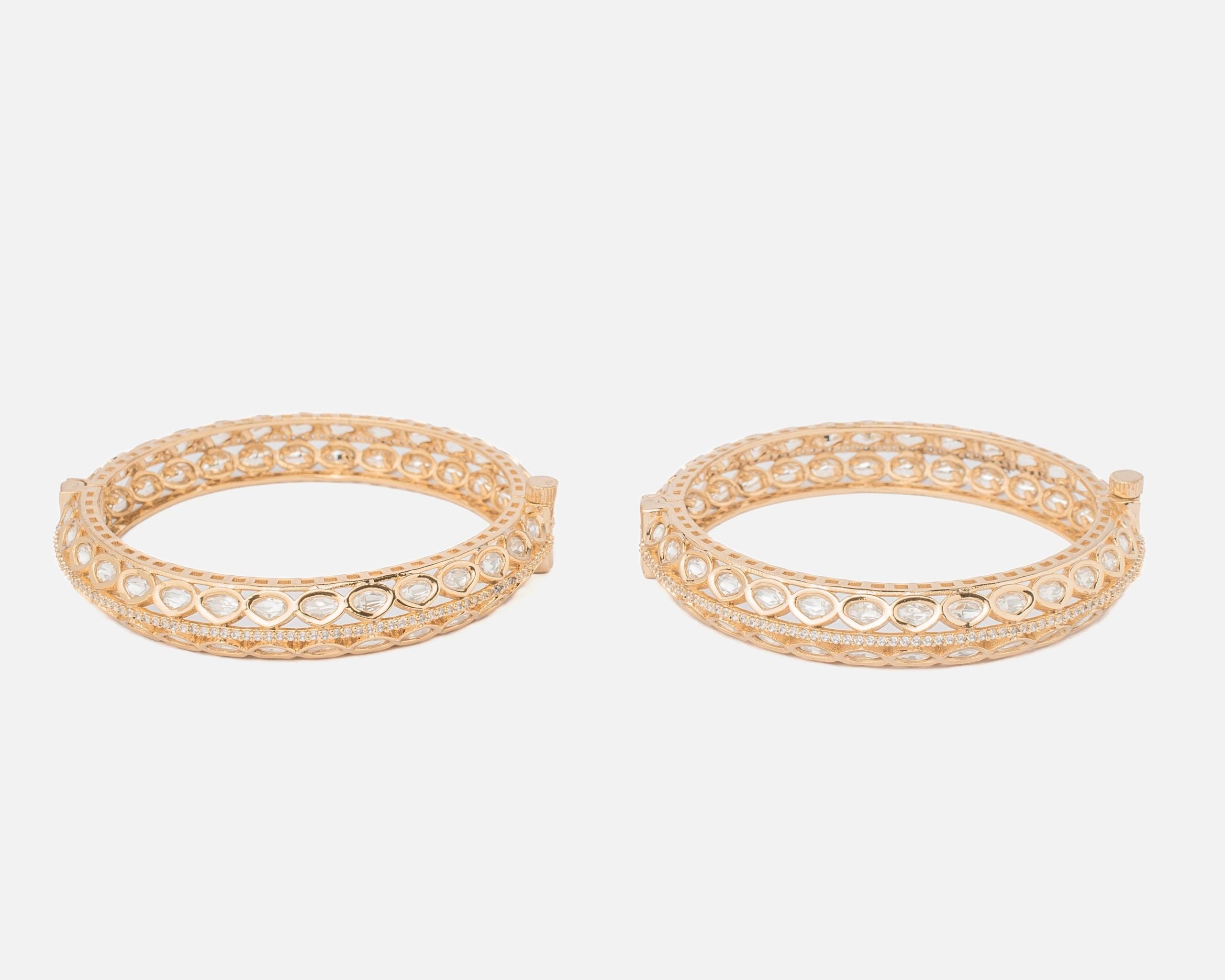 vivinia BY VIDHI MEHRA Ismarrah 2.0 Gold Plated Kundan/Polki Bangles ( Set of 2 )