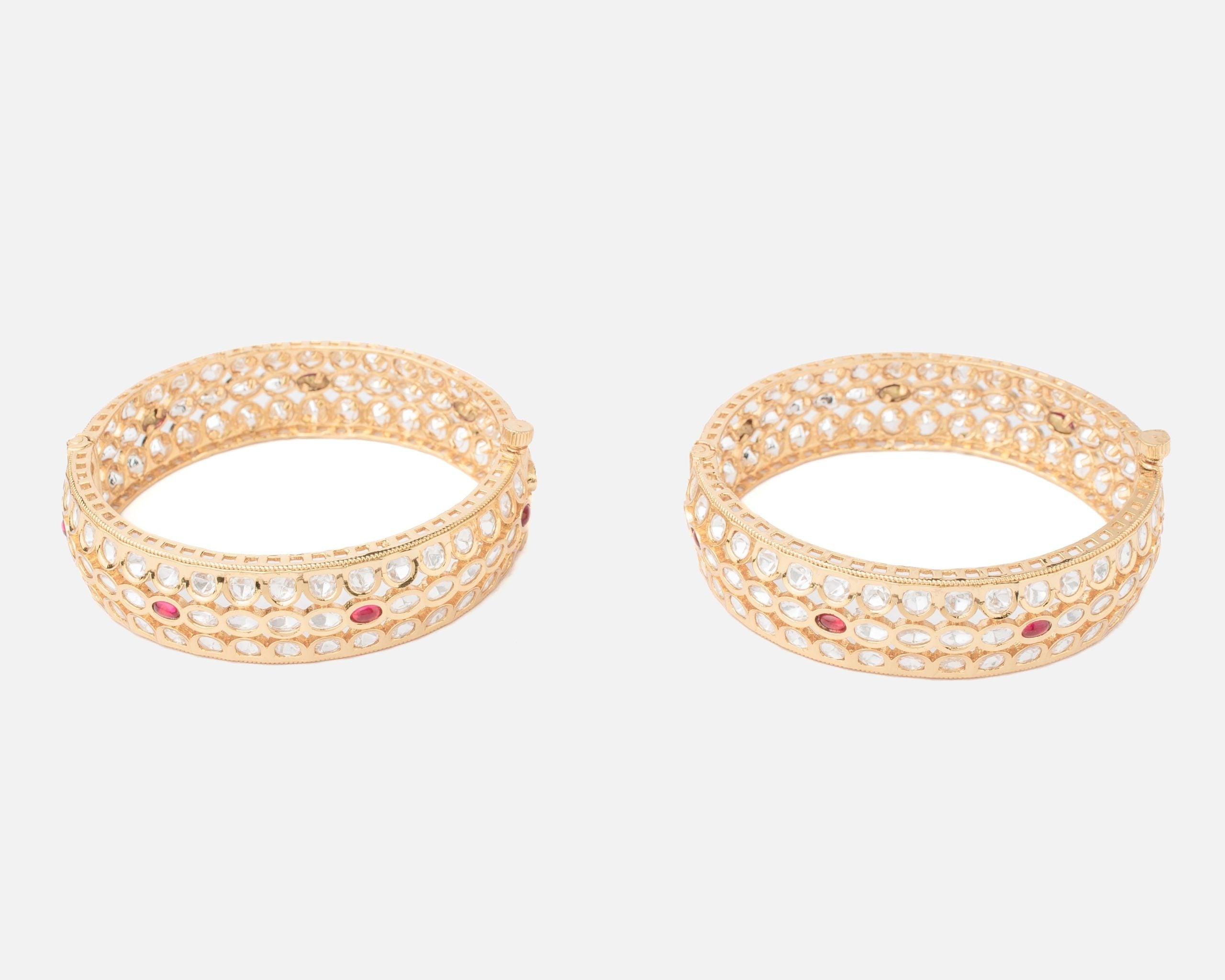 vivinia BY VIDHI MEHRA Ismarrah 2.0 Gold Plated Kundan/Polki Bangles ( Set of 2 )