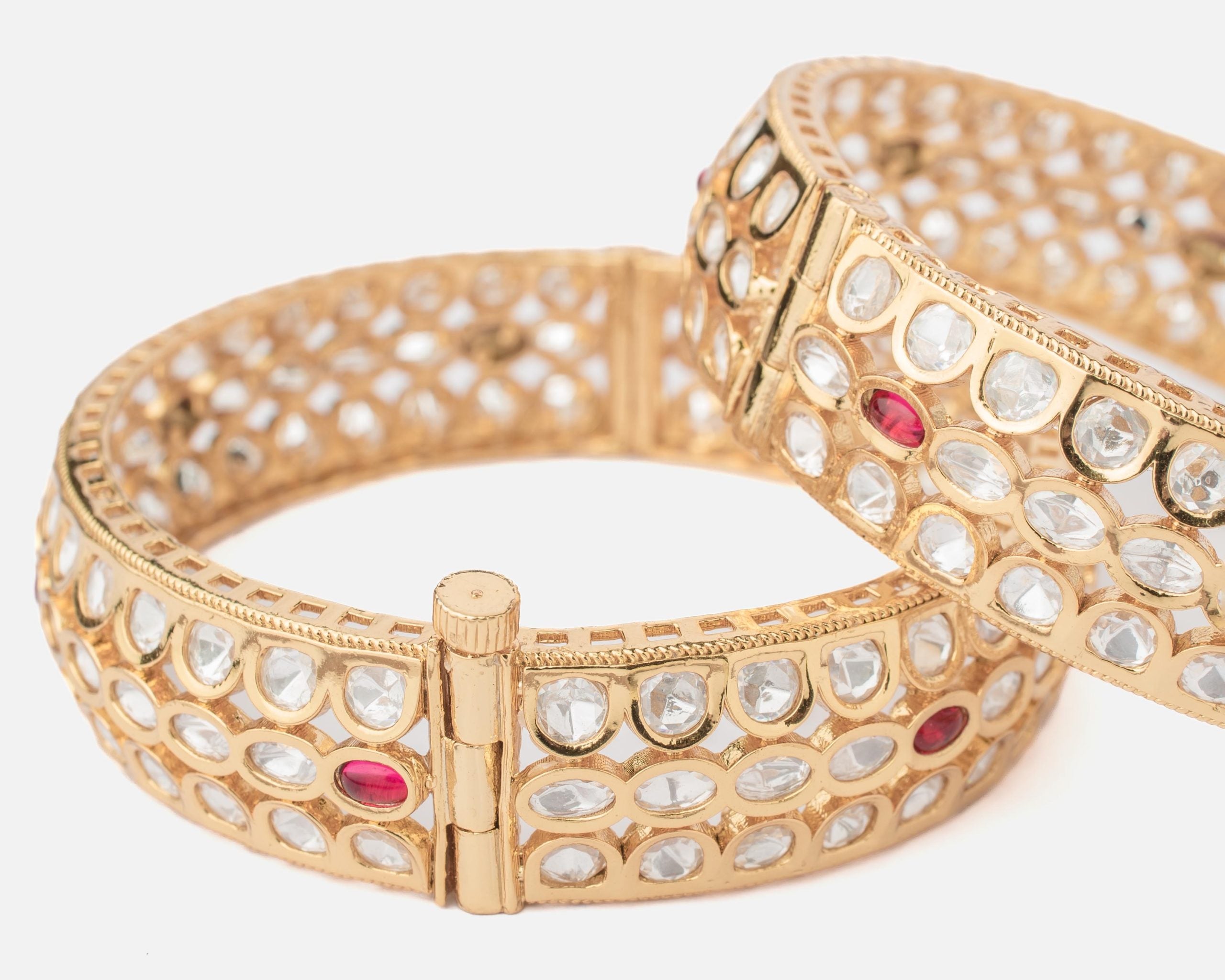 vivinia BY VIDHI MEHRA Ismarrah 2.0 Gold Plated Kundan/Polki Bangles ( Set of 2 )