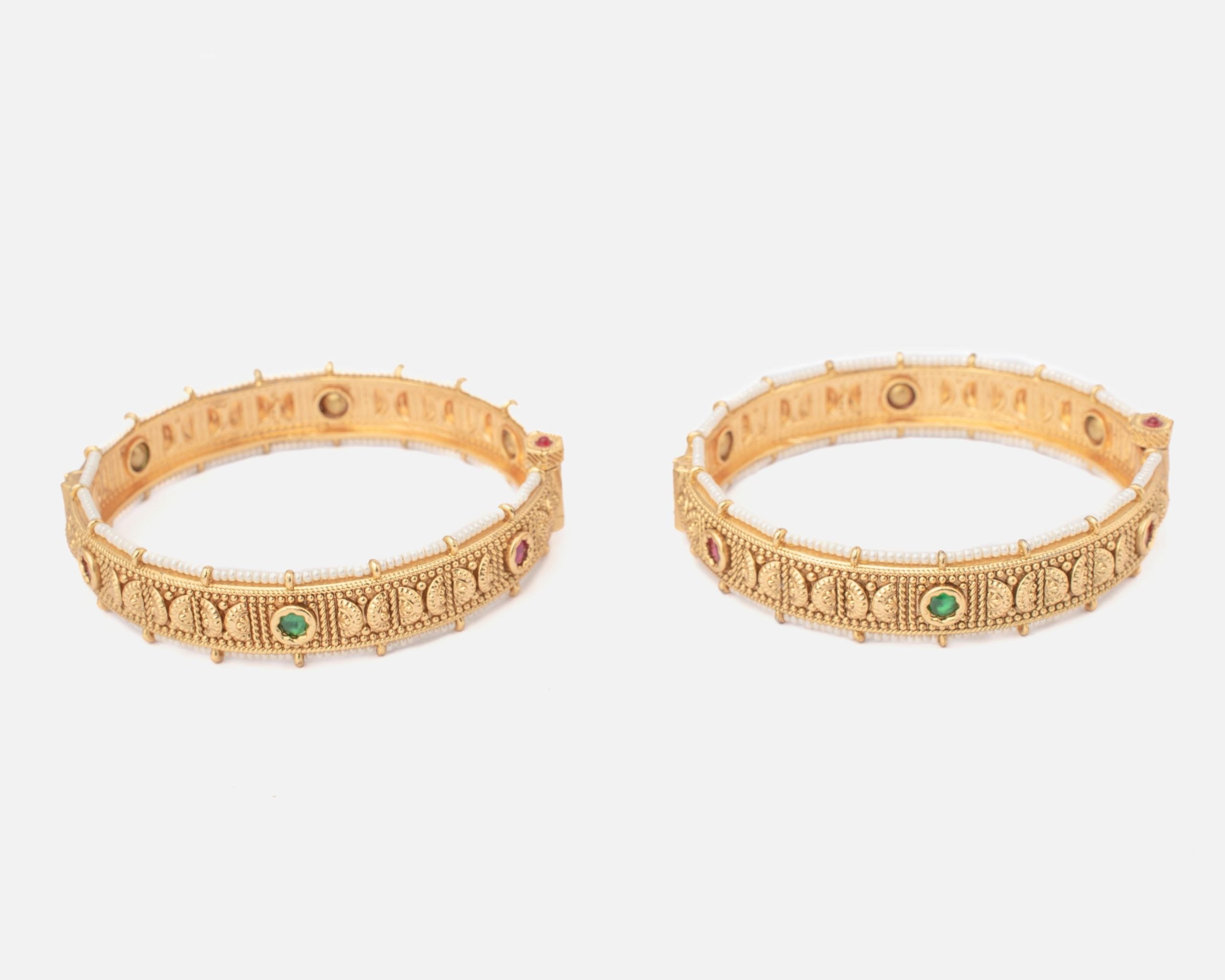 vivinia BY VIDHI MEHRA Ismarrah 2.0 Gold Plated Beads/Synthetic Stone Bangles ( Set of 2 )