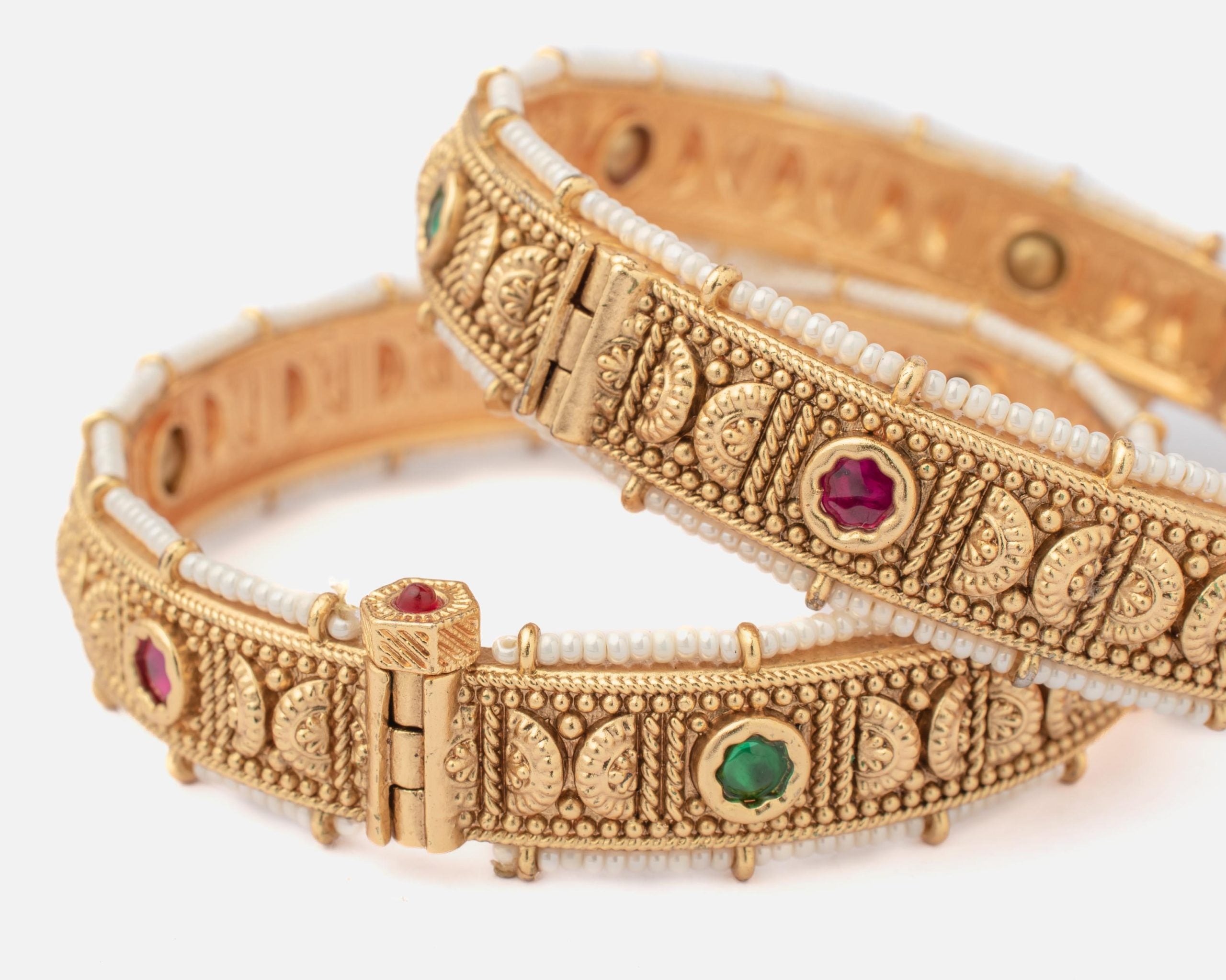 vivinia BY VIDHI MEHRA Ismarrah 2.0 Gold Plated Beads/Synthetic Stone Bangles ( Set of 2 )