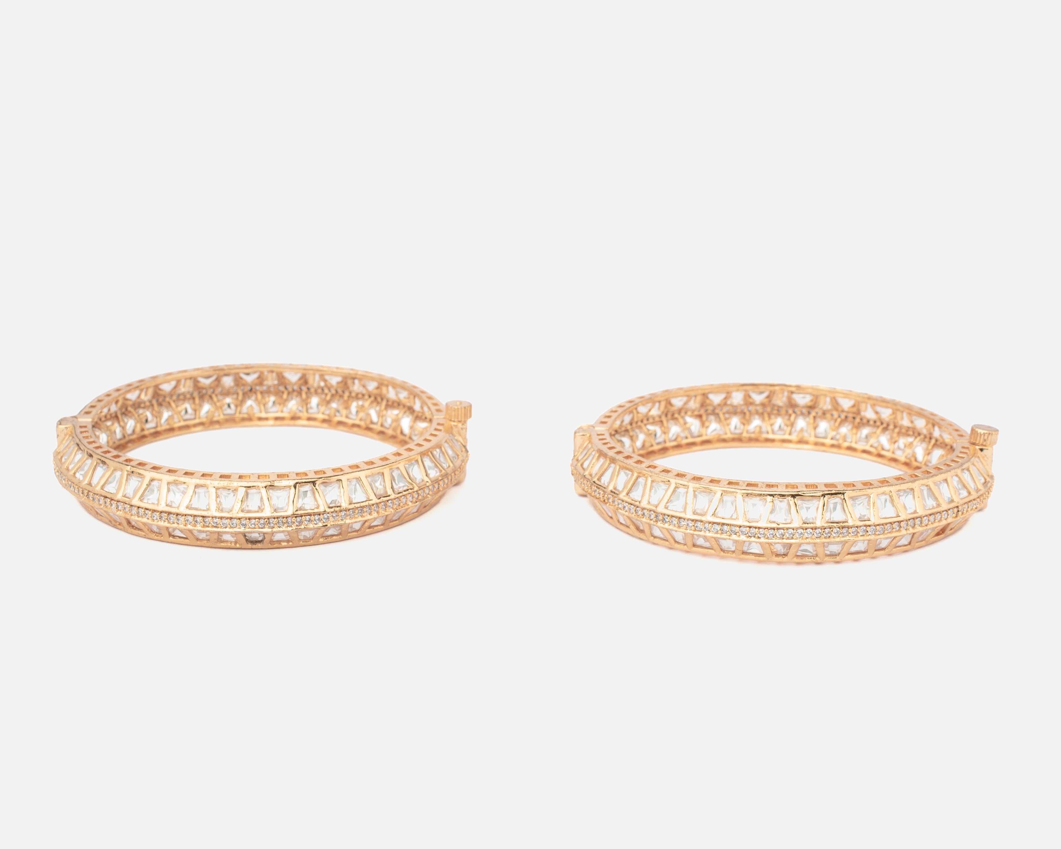 vivinia BY VIDHI MEHRA Ismarrah 2.0 Gold Plated Kundan/Polki Bangles ( Set of 2 )