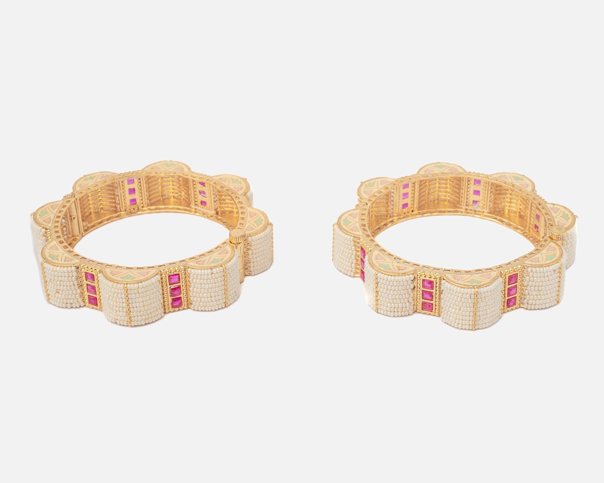 vivinia BY VIDHI MEHRA Ismarrah 2.0 Gold Plated Beads/Synthetic Stone Bangles ( Set of 2 )