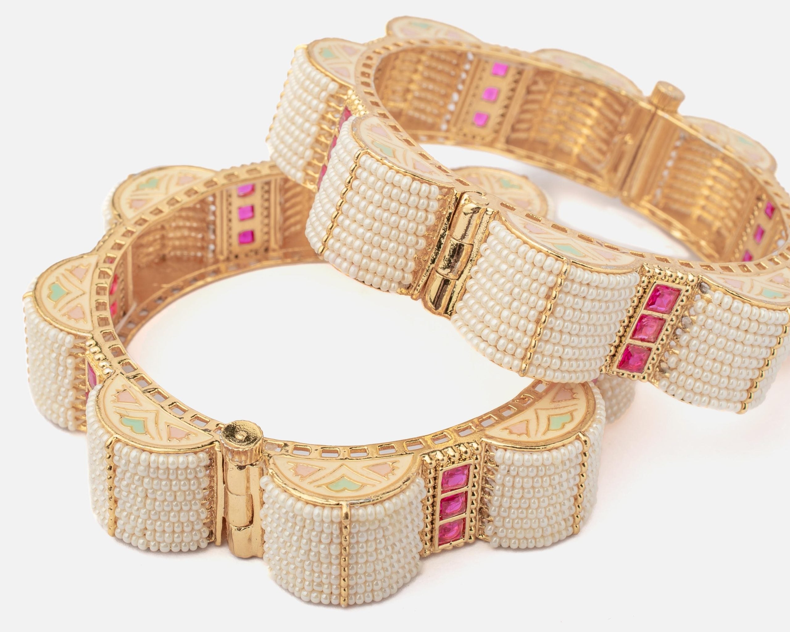 vivinia BY VIDHI MEHRA Ismarrah 2.0 Gold Plated Beads/Synthetic Stone Bangles ( Set of 2 )