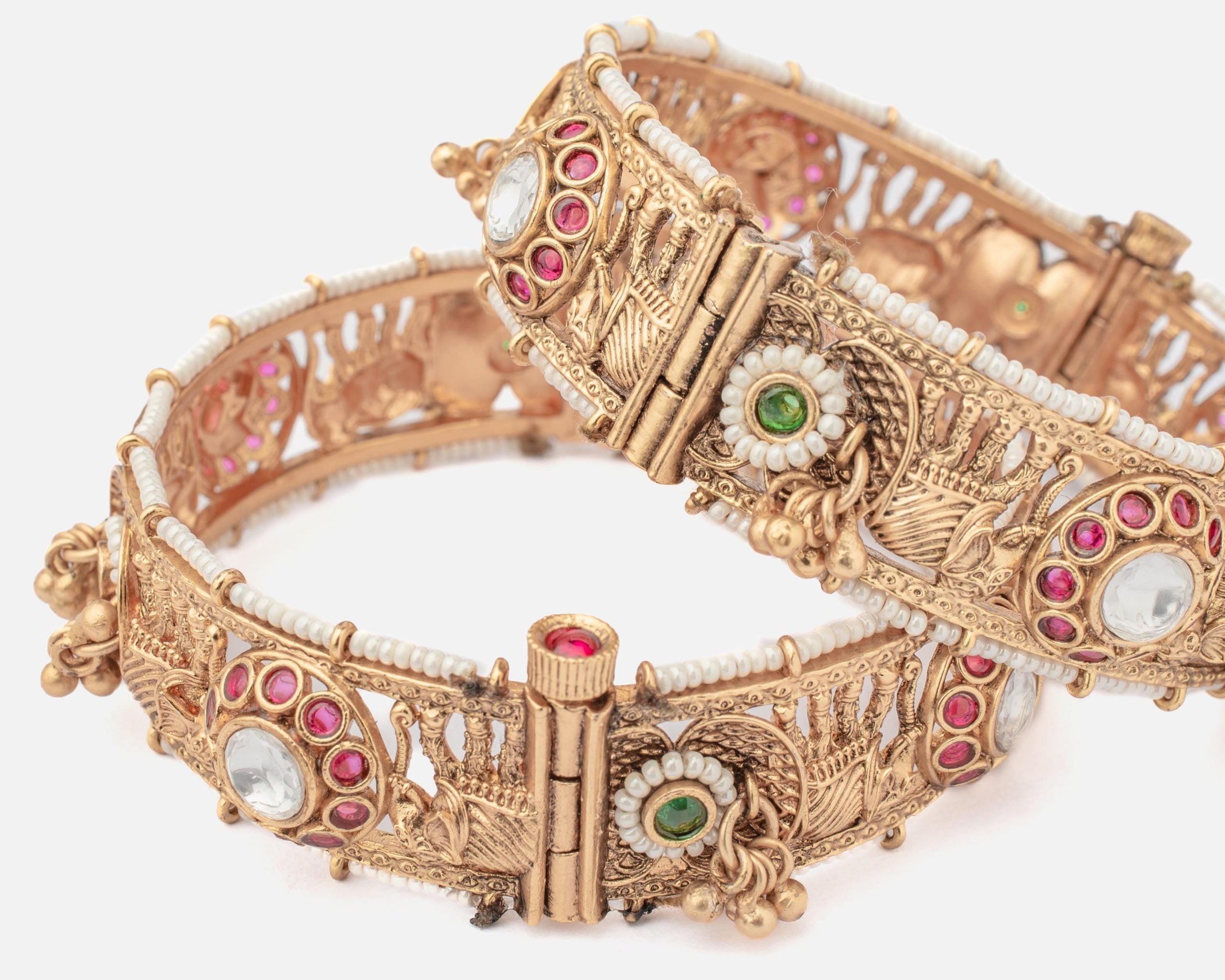 vivinia BY VIDHI MEHRA Ismarrah 2.0 Gold Plated Beads/Synthetic Stone Bangles ( Set of 2 )