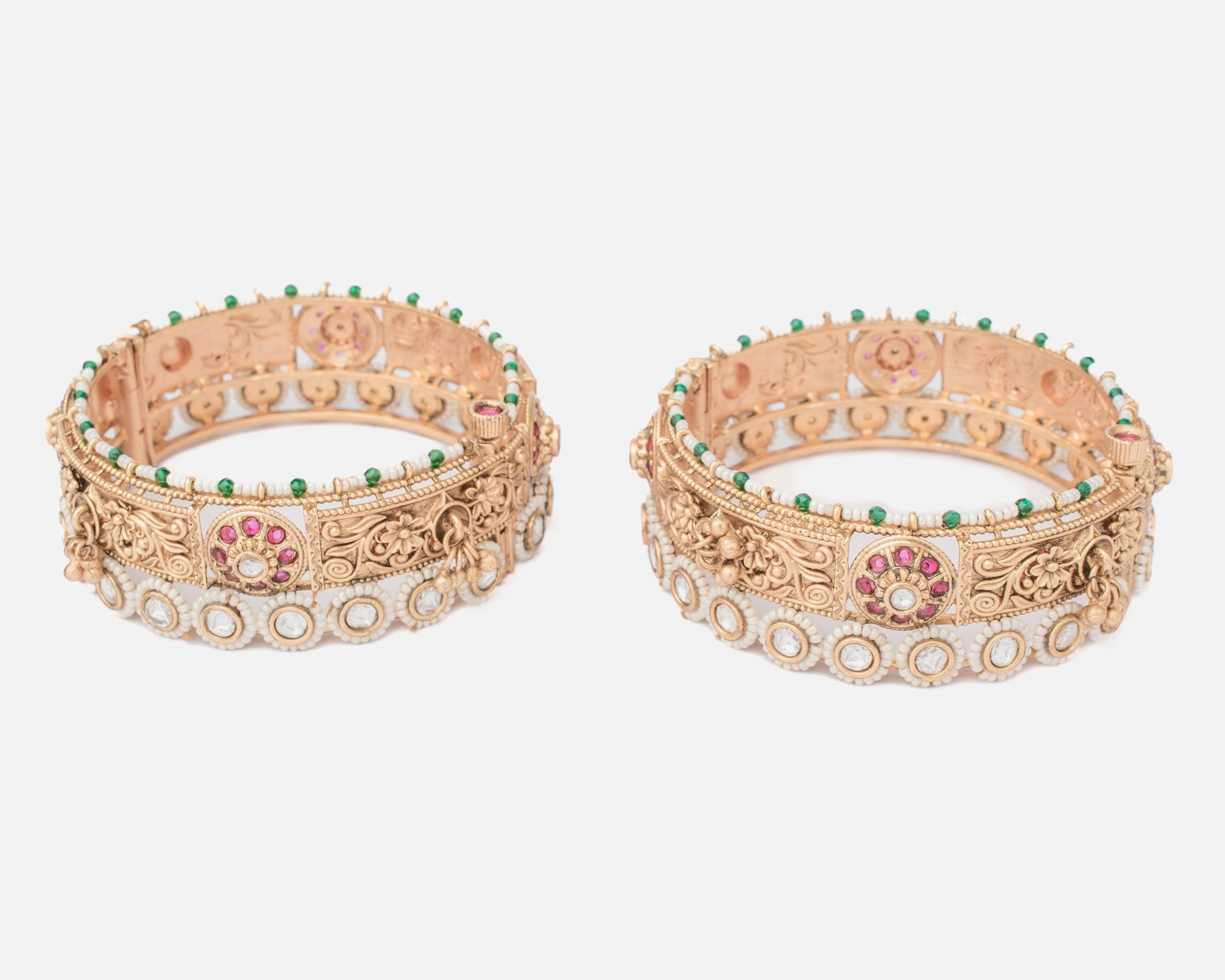 vivinia BY VIDHI MEHRA Ismarrah 2.0 Gold Plated Temple Bangles ( Set of 2 )