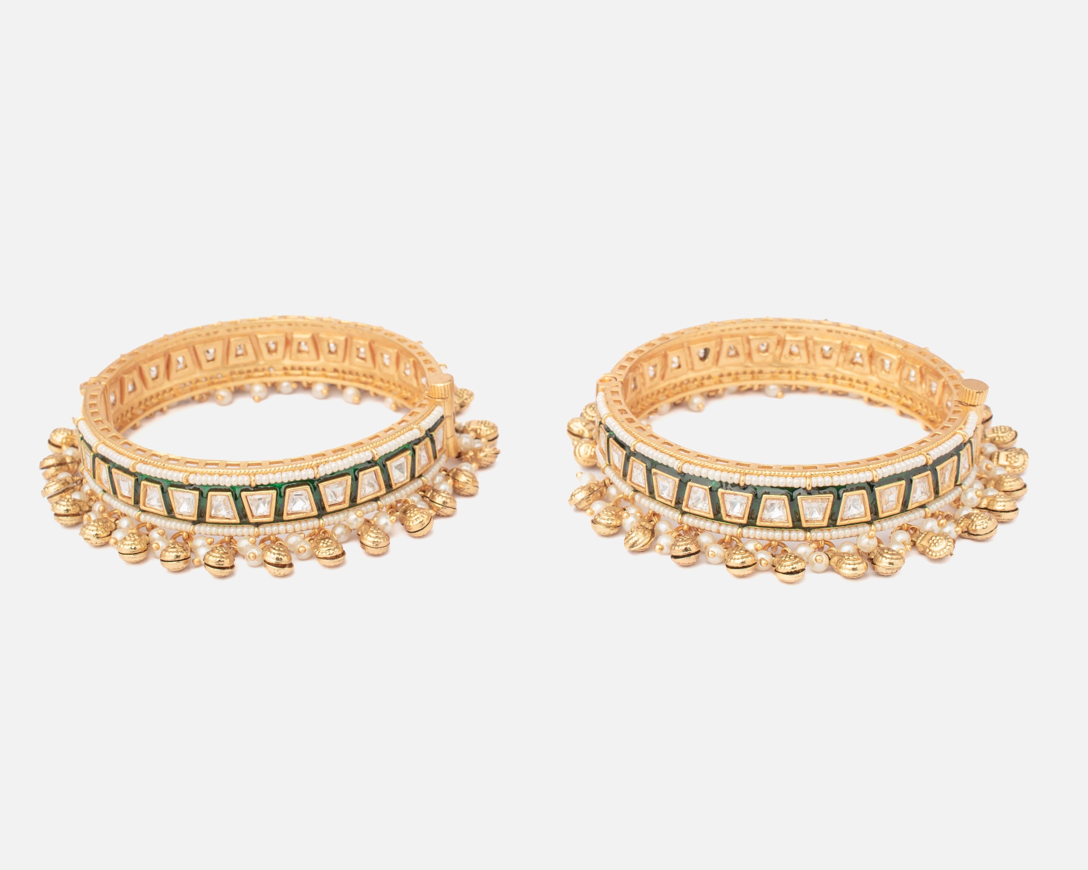 vivinia BY VIDHI MEHRA Ismarrah 2.0 Gold Plated Kundan/Polki Bangles ( Set of 2 )