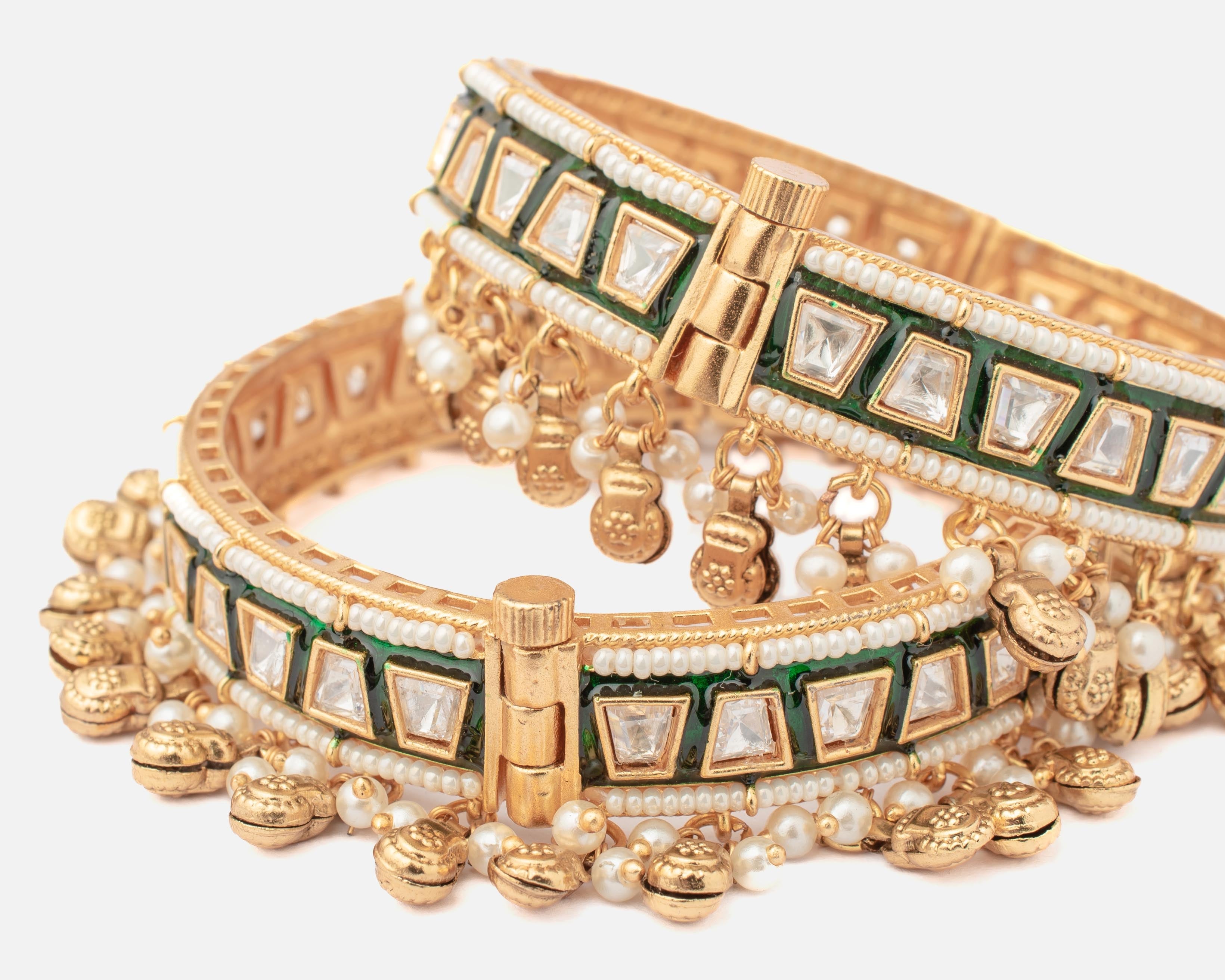 vivinia BY VIDHI MEHRA Ismarrah 2.0 Gold Plated Kundan/Polki Bangles ( Set of 2 )