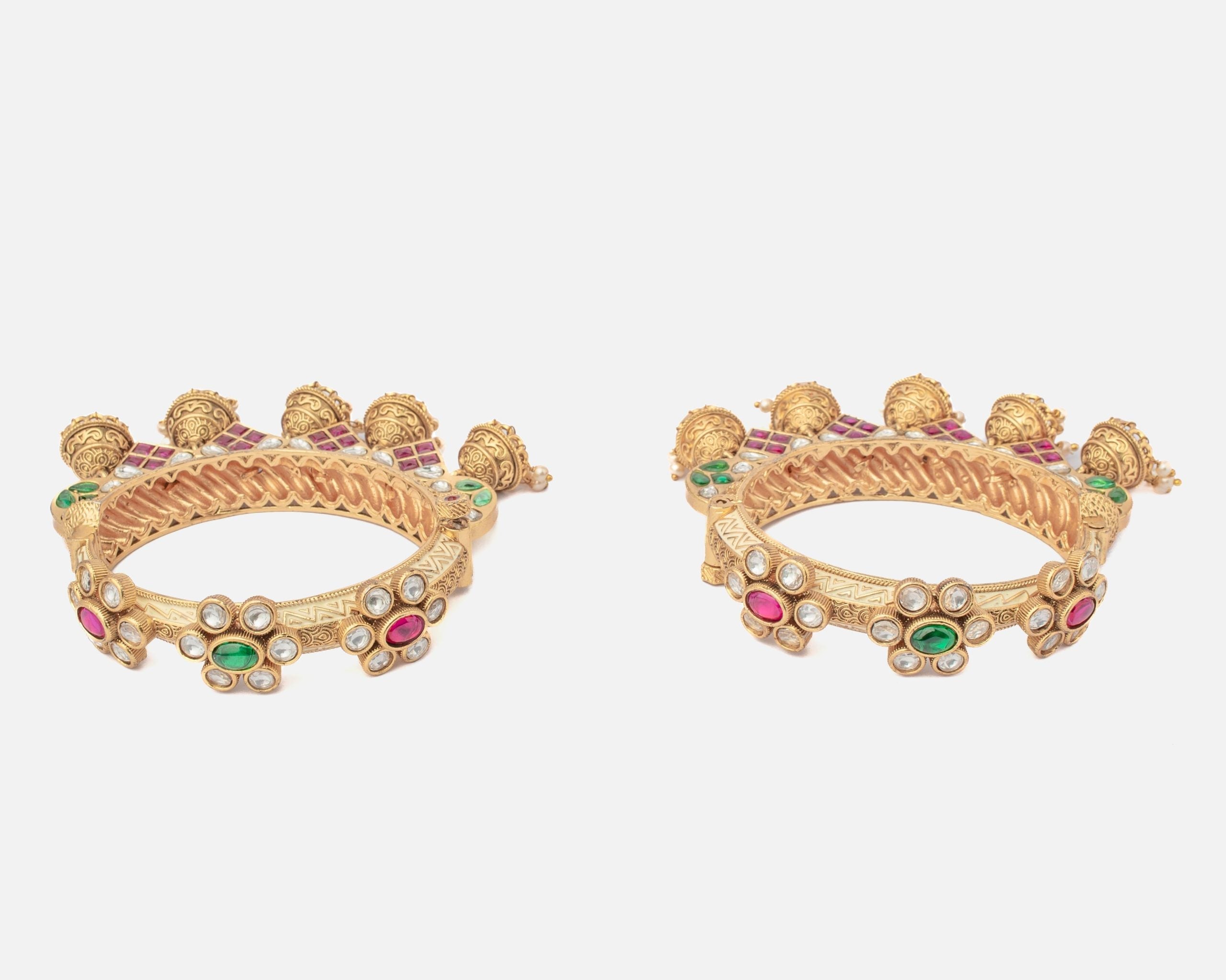 vivinia BY VIDHI MEHRA Ismarrah 2.0 Gold Plated Temple Bangles ( Set of 2 )