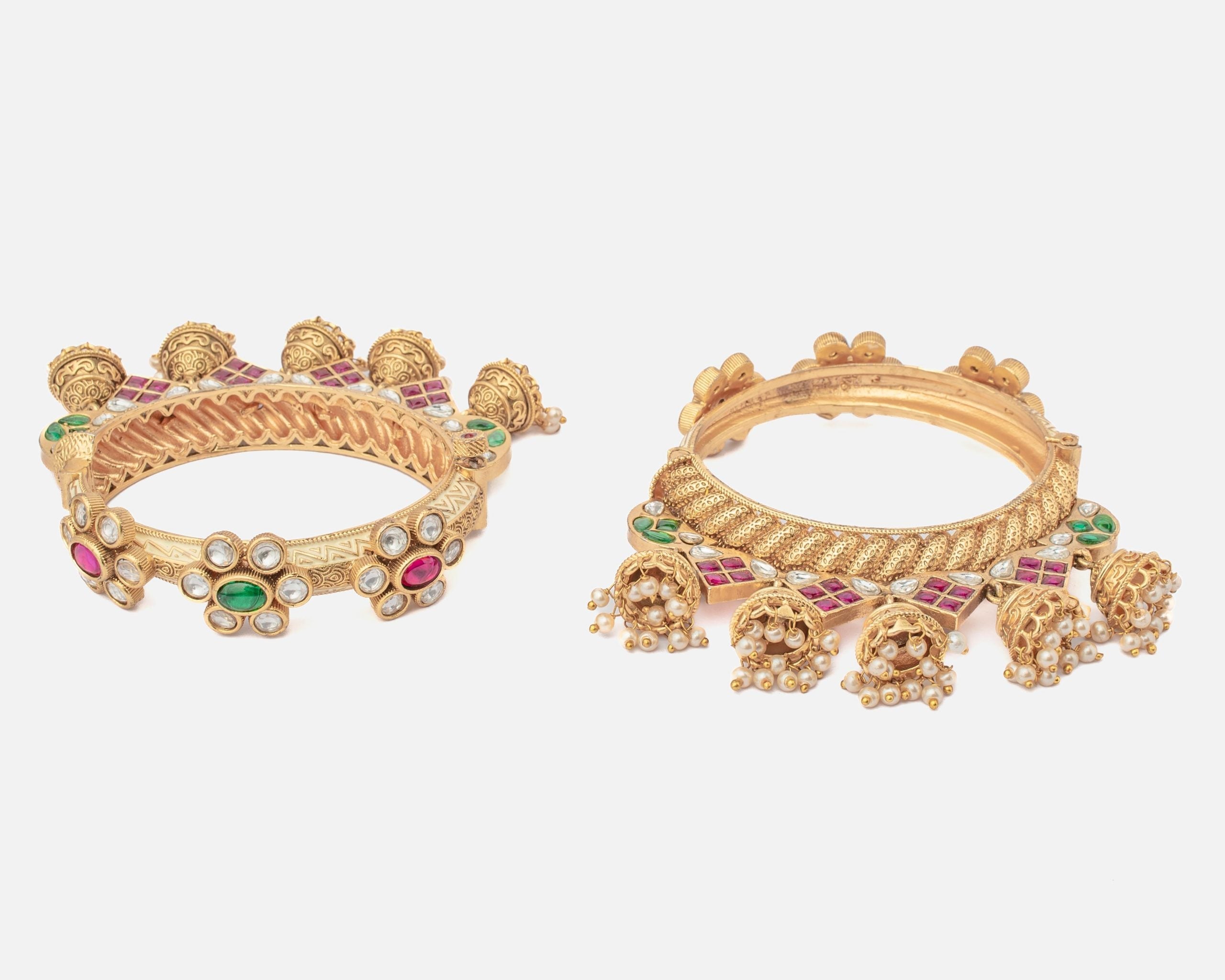 vivinia BY VIDHI MEHRA Ismarrah 2.0 Gold Plated Temple Bangles ( Set of 2 )