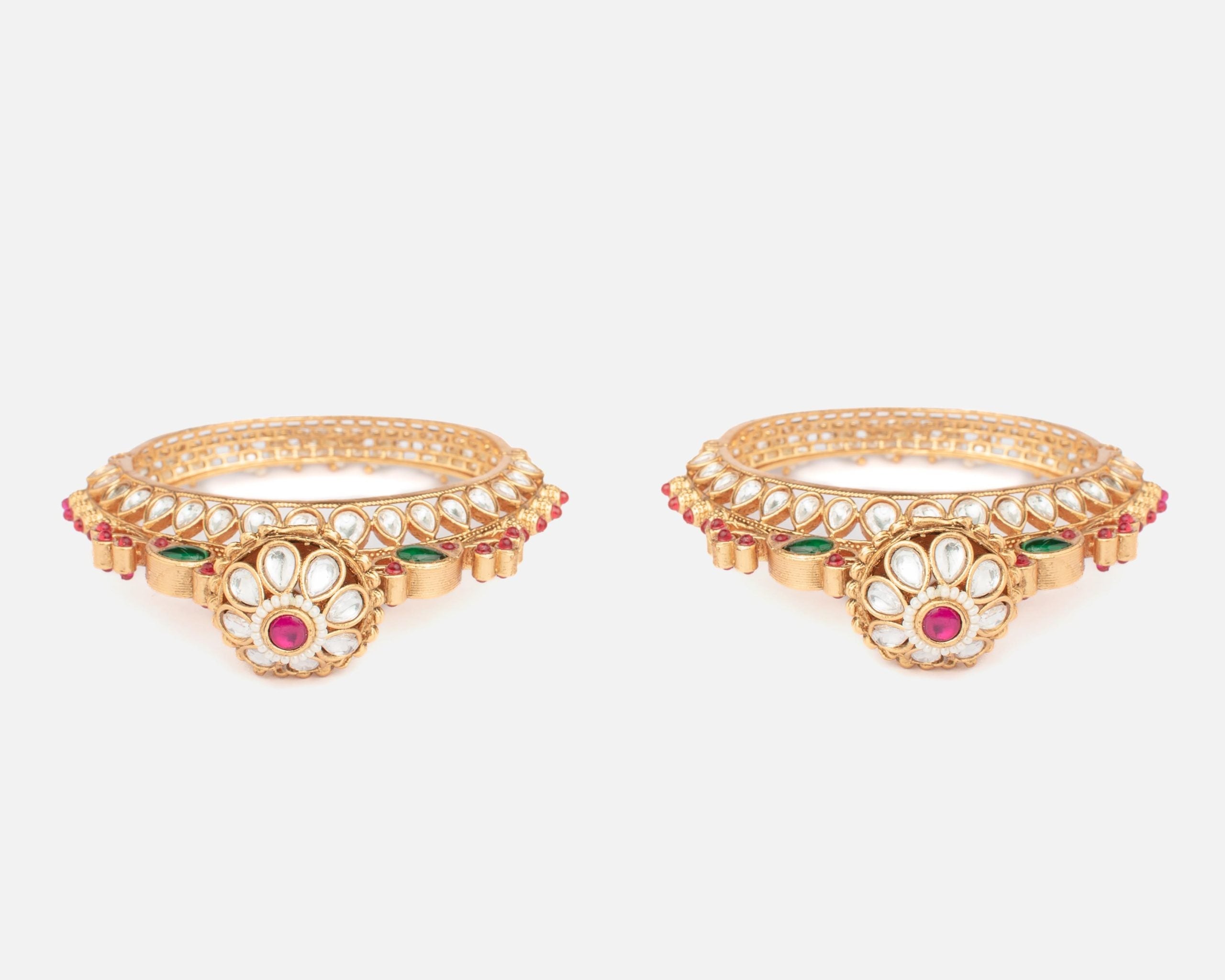 vivinia BY VIDHI MEHRA Ismarrah 2.0 Gold Plated Kundan/Polki Bangles ( Set of 2 )