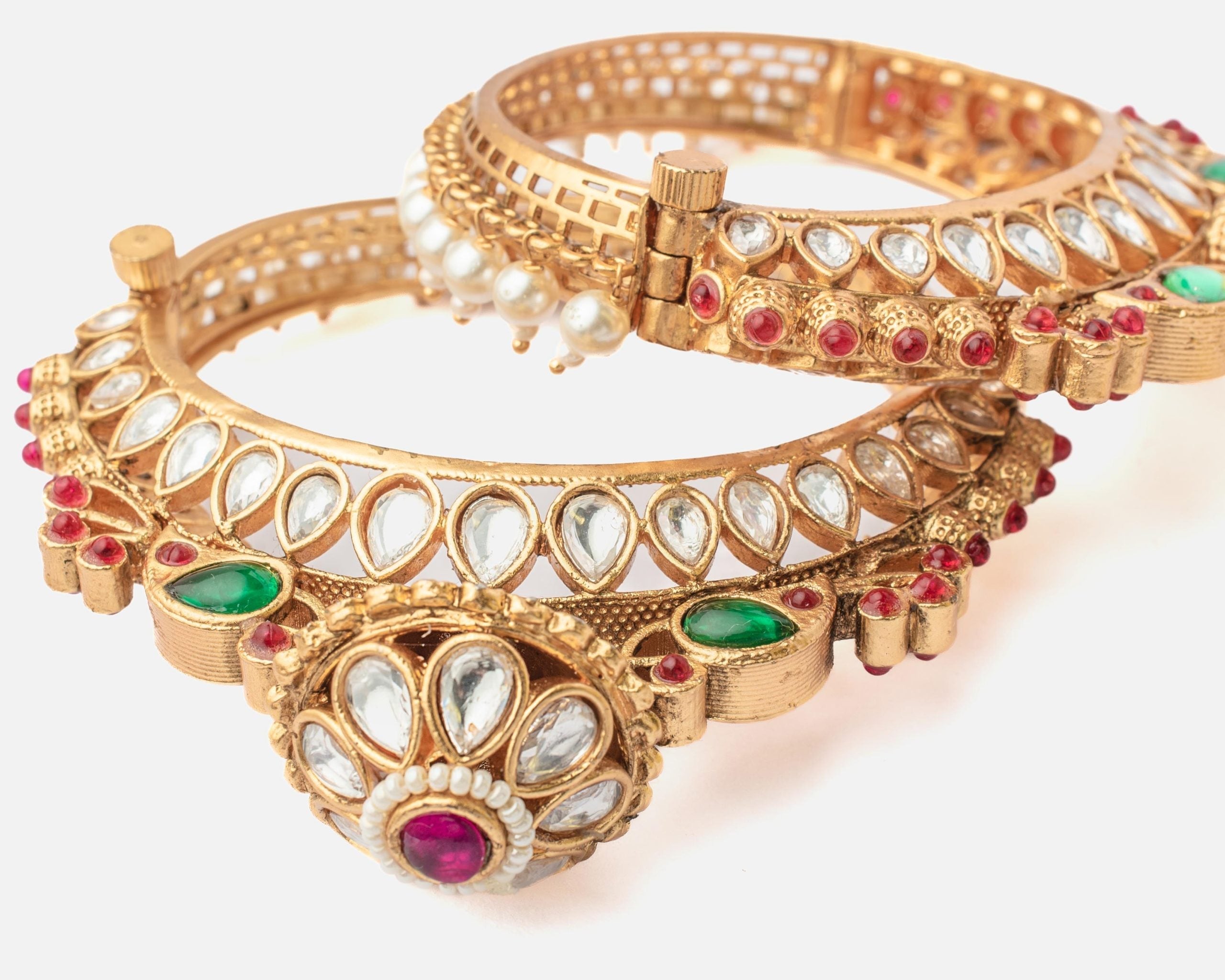 vivinia BY VIDHI MEHRA Ismarrah 2.0 Gold Plated Kundan/Polki Bangles ( Set of 2 )