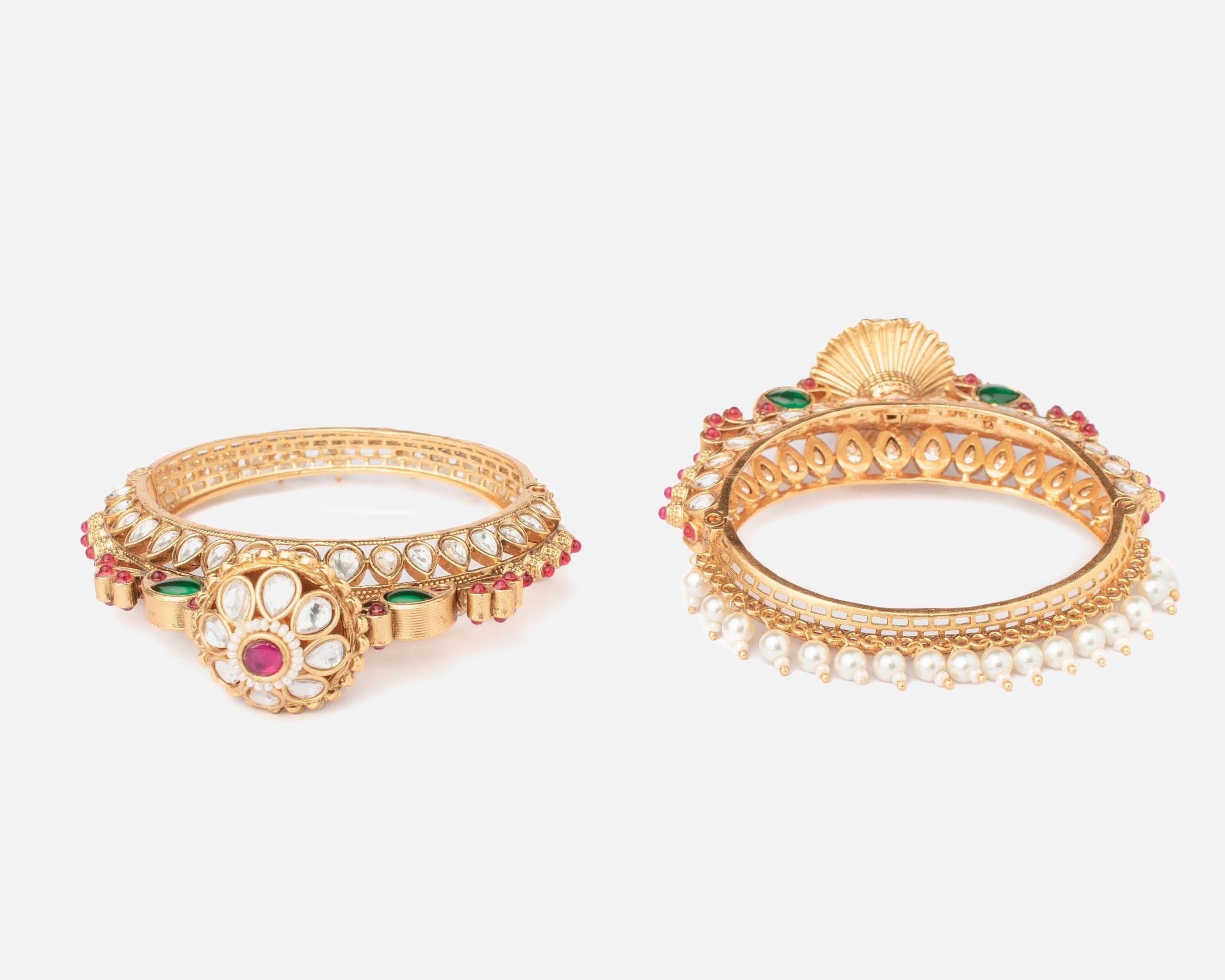 vivinia BY VIDHI MEHRA Ismarrah 2.0 Gold Plated Kundan/Polki Bangles ( Set of 2 )