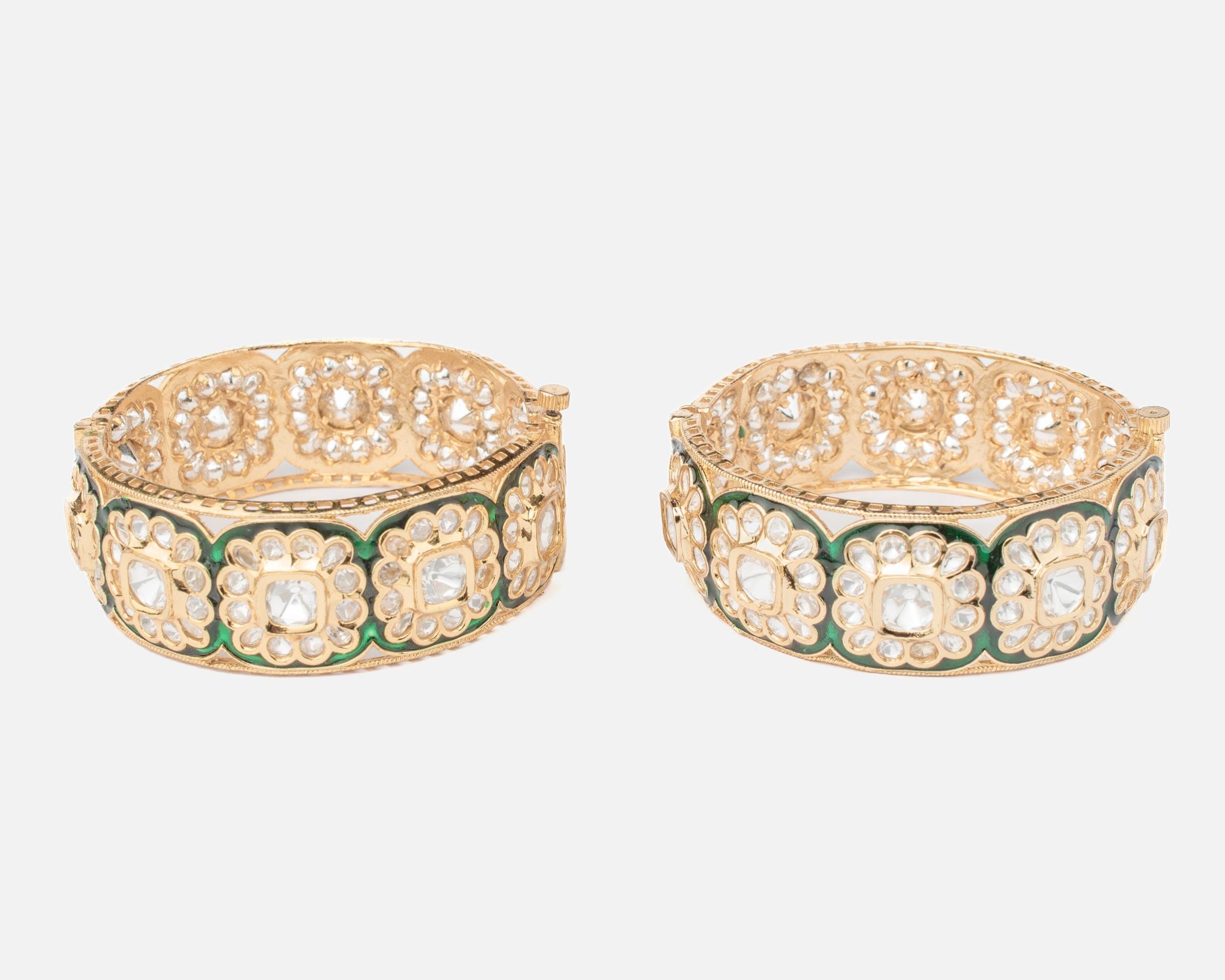 vivinia BY VIDHI MEHRA Ismarrah 2.0 Gold Plated Kundan/Polki Bangles ( Set of 2 )