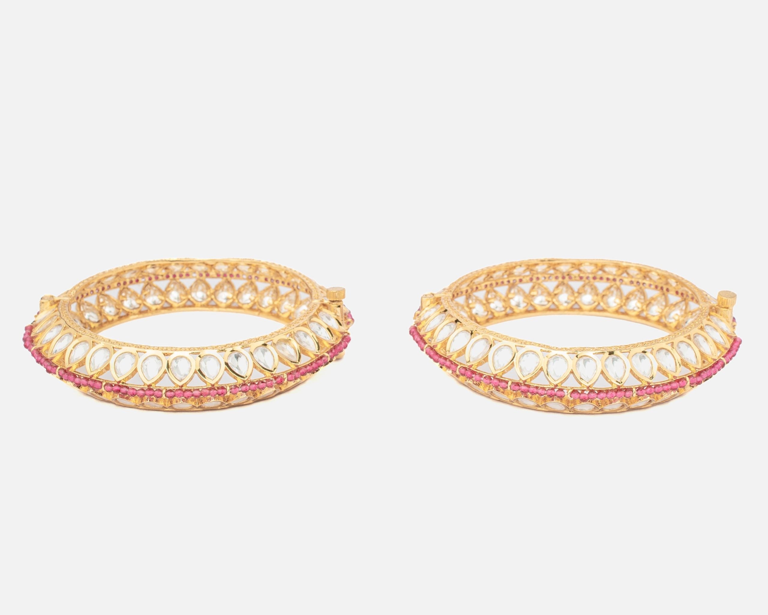 vivinia BY VIDHI MEHRA Ismarrah 2.0 Gold Plated Kundan/Polki Bangles ( Set of 2 )