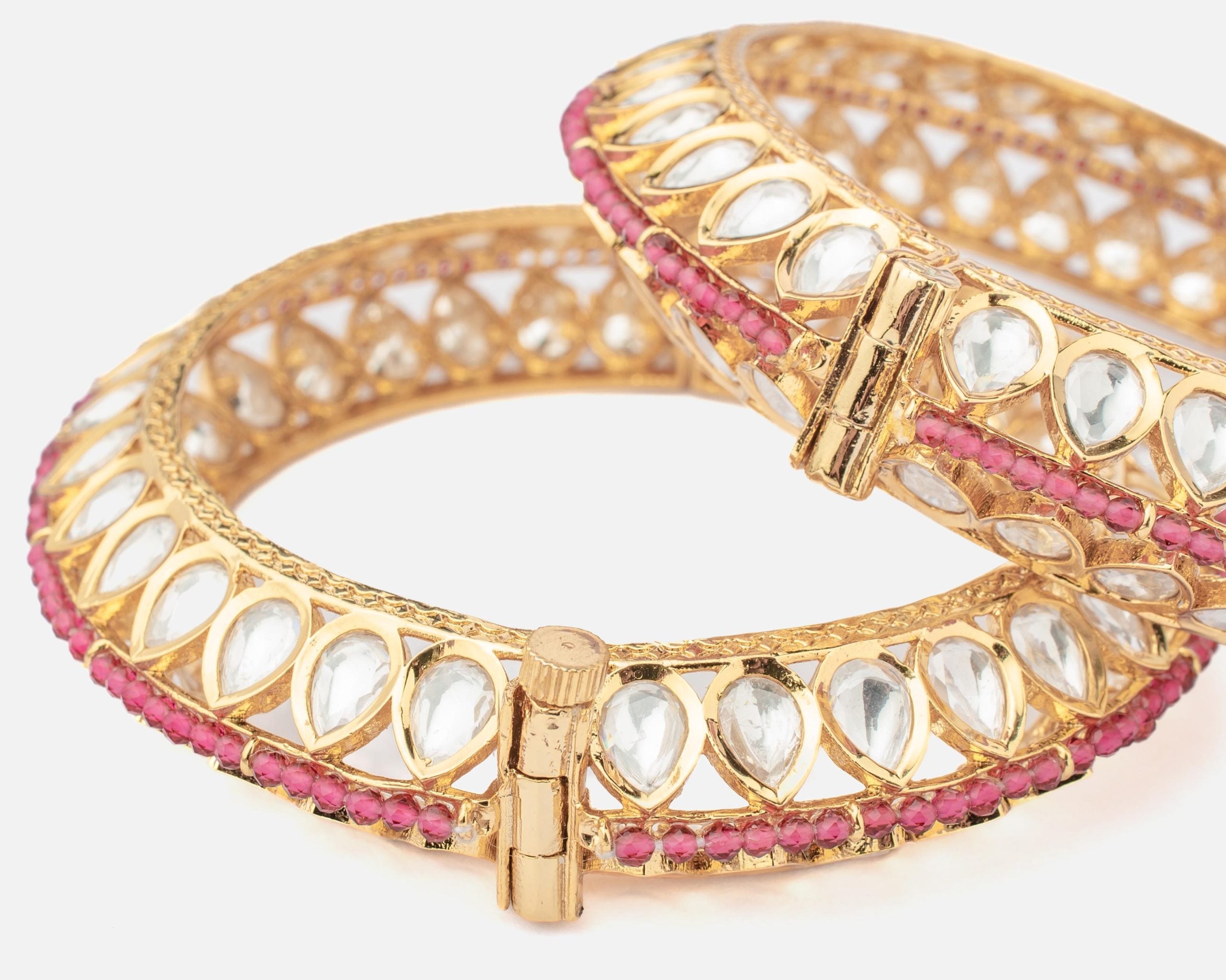 vivinia BY VIDHI MEHRA Ismarrah 2.0 Gold Plated Kundan/Polki Bangles ( Set of 2 )