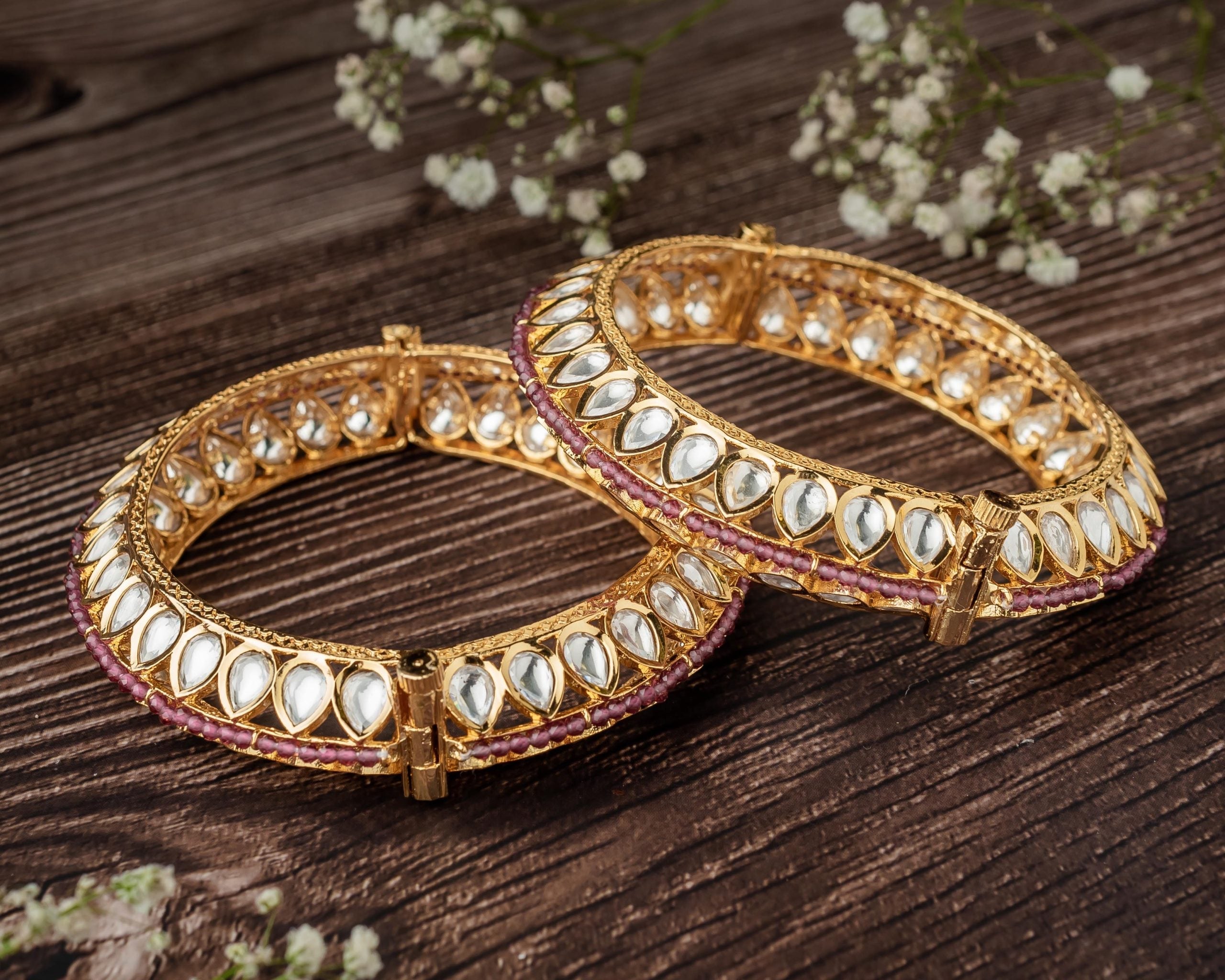 vivinia BY VIDHI MEHRA Ismarrah 2.0 Gold Plated Kundan/Polki Bangles ( Set of 2 )