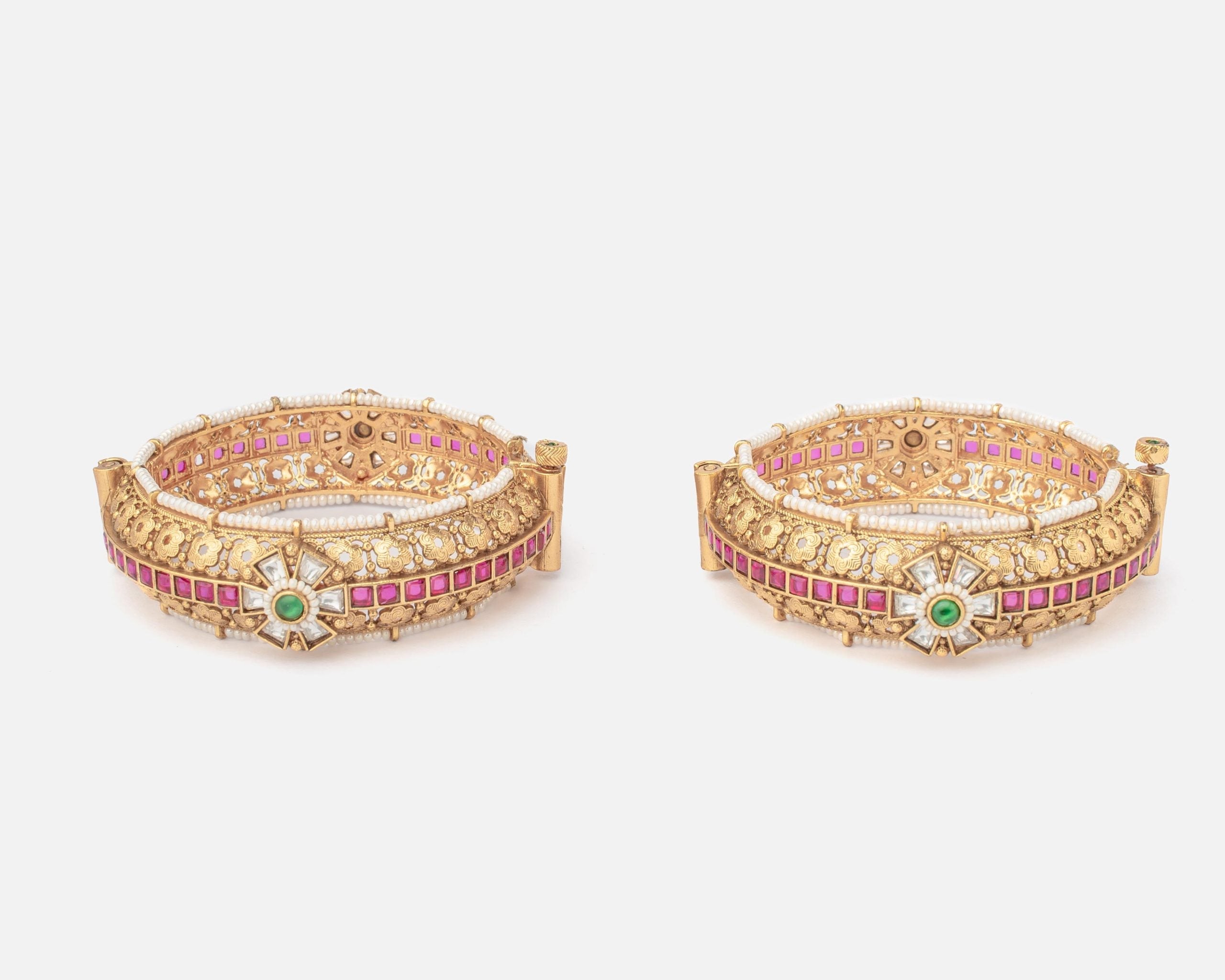 vivinia BY VIDHI MEHRA Ismarrah 2.0 Gold Plated Temple Bangles ( Set of 2 )