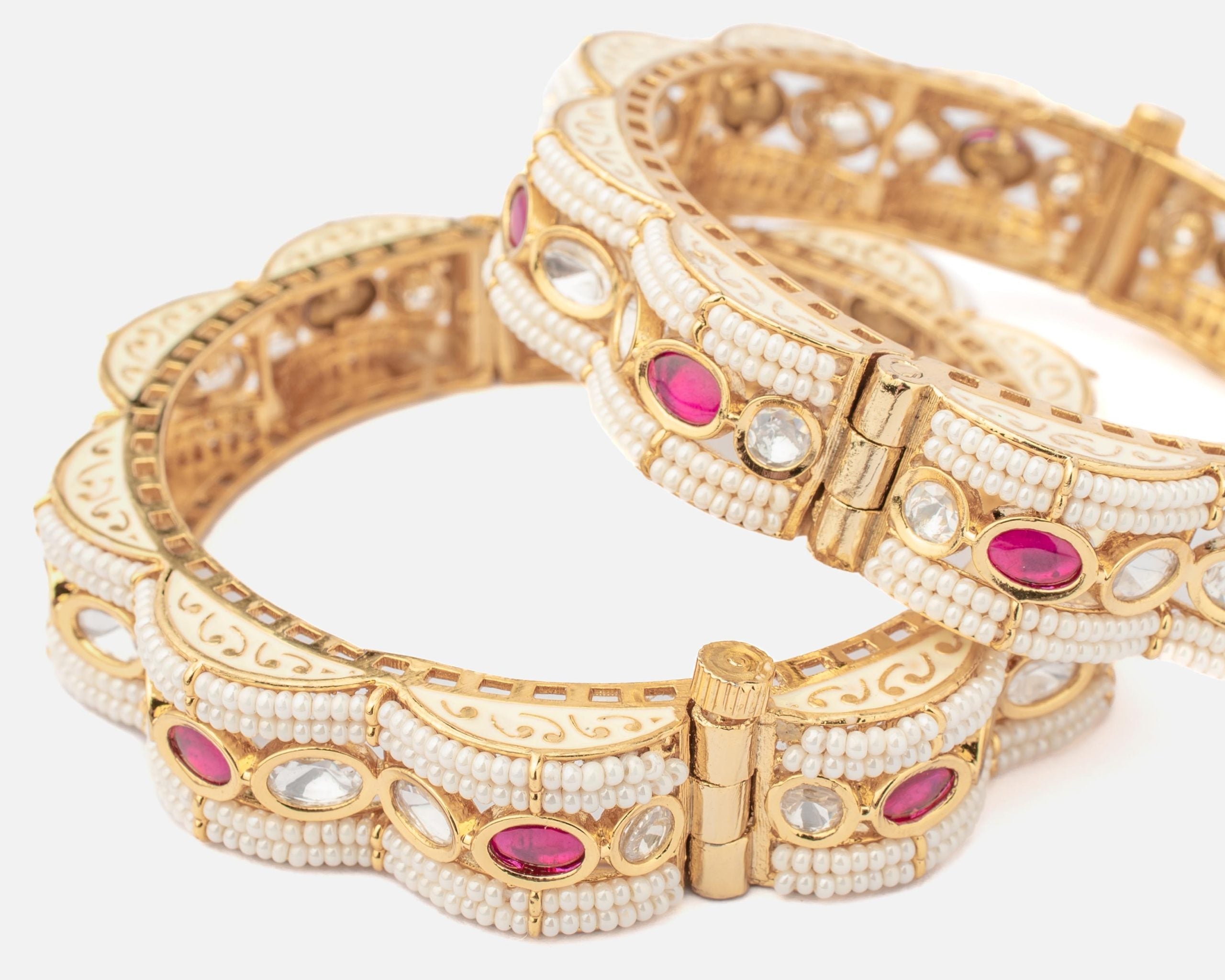 vivinia BY VIDHI MEHRA Ismarrah 2.0 Gold Plated Beads/Synthetic Stone Bangles ( Set of 2 )